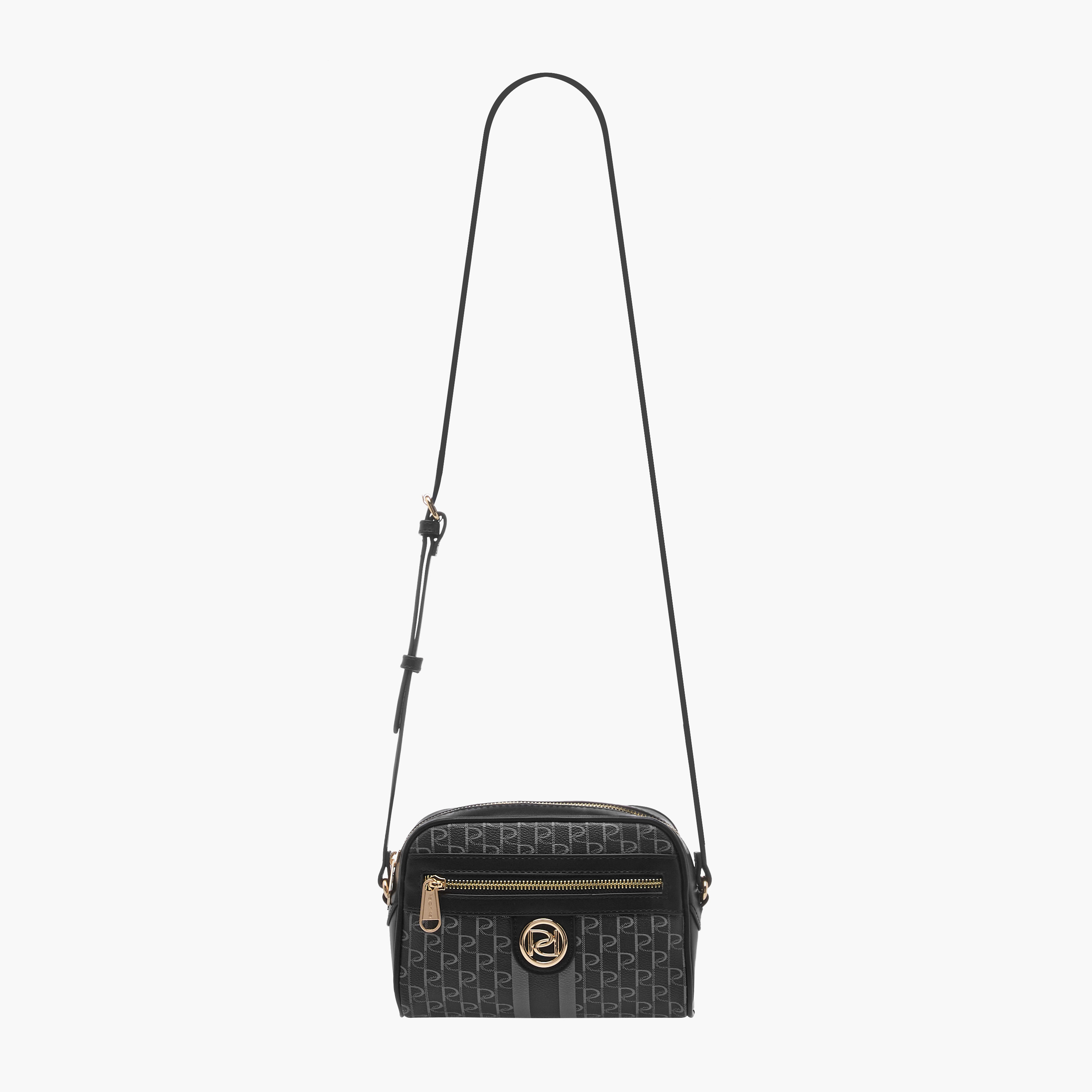 Paprika Monogram Print Crossbody Bag with Adjustable Strap and Zip Closure-women-bagsandwallets-handbags-image-2