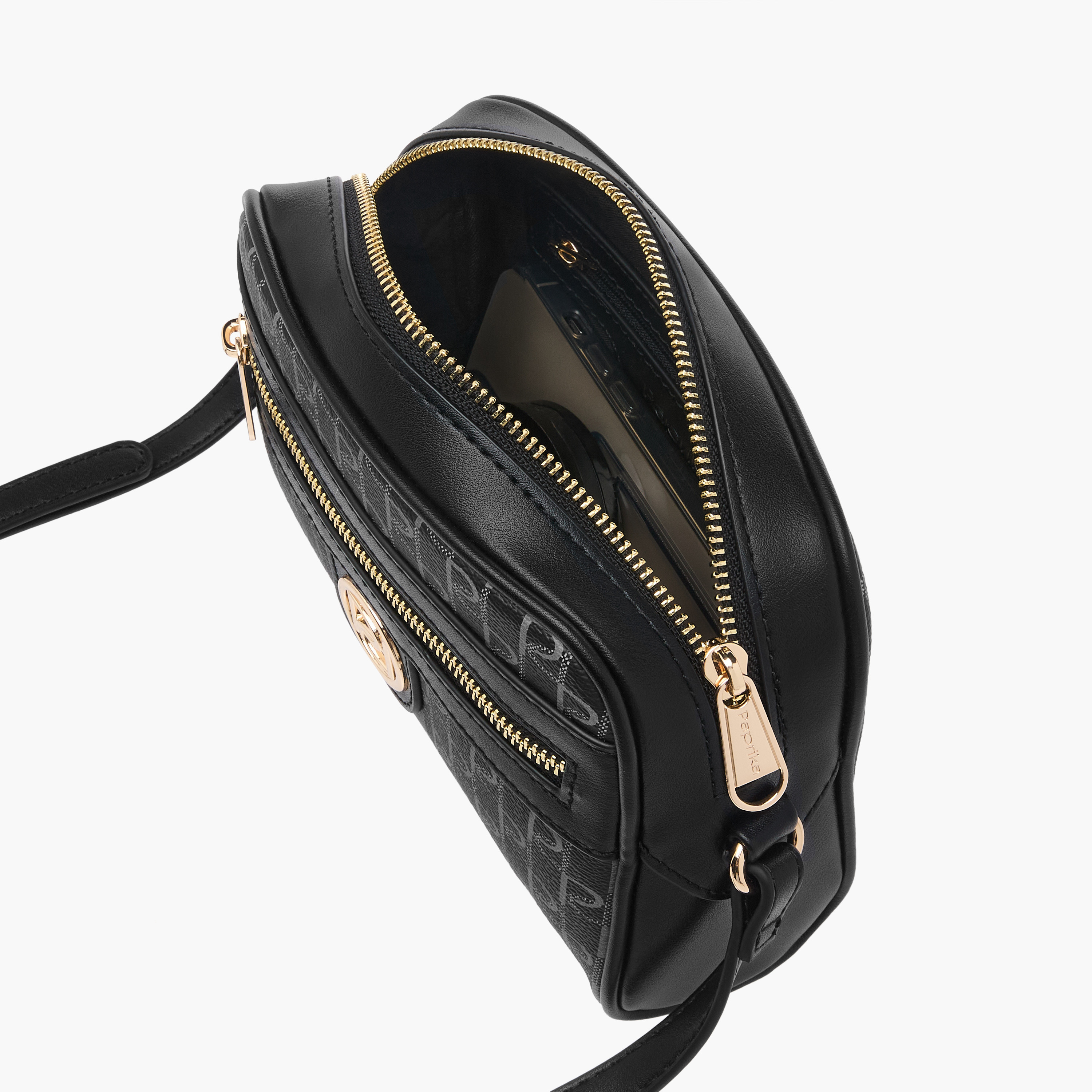 Paprika Monogram Print Crossbody Bag with Adjustable Strap and Zip Closure-women-bagsandwallets-handbags-image-7