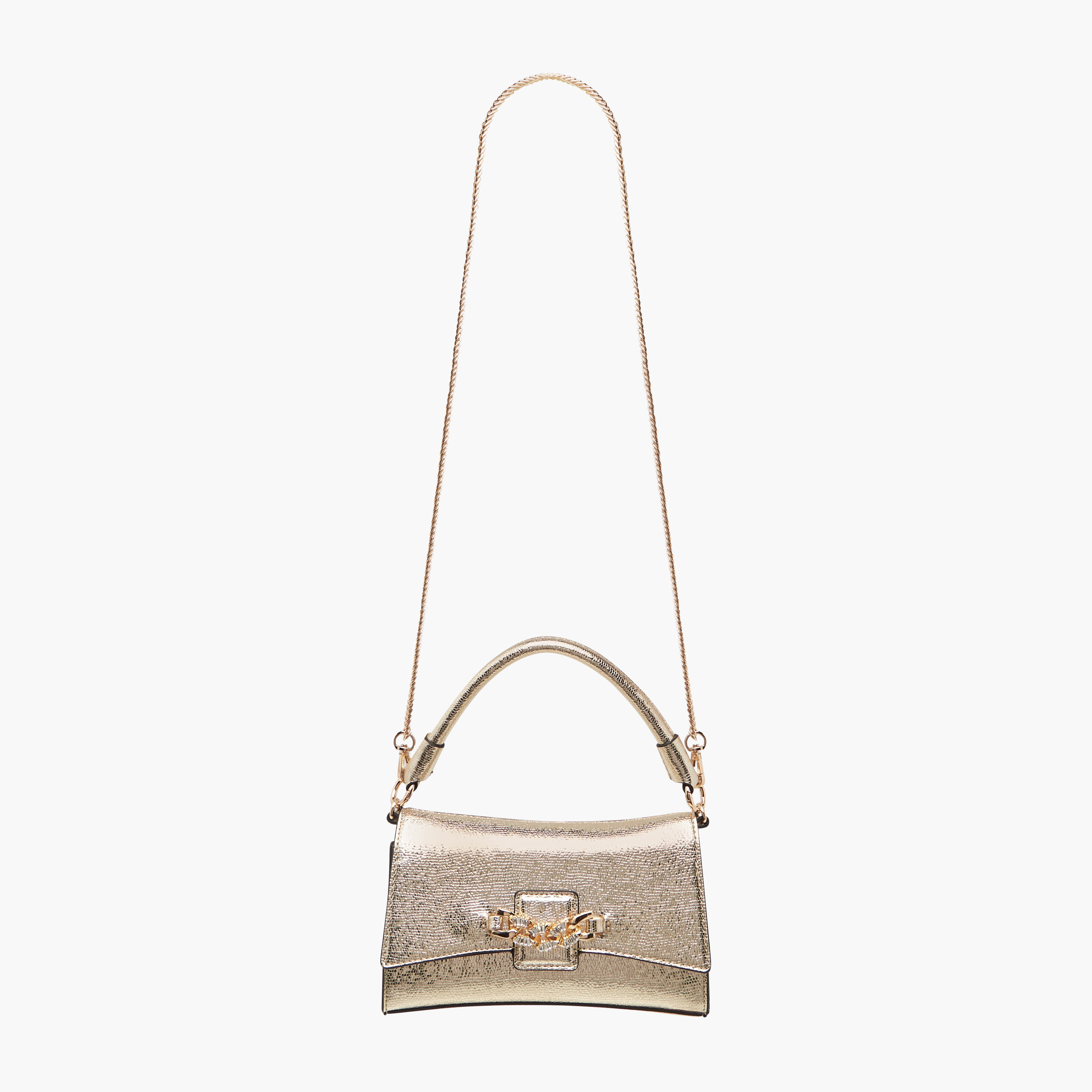 Paprika Embellished Satchel Bag with Chain Strap and Magnetic Button Closure-women-bagsandwallets-handbags-image-2