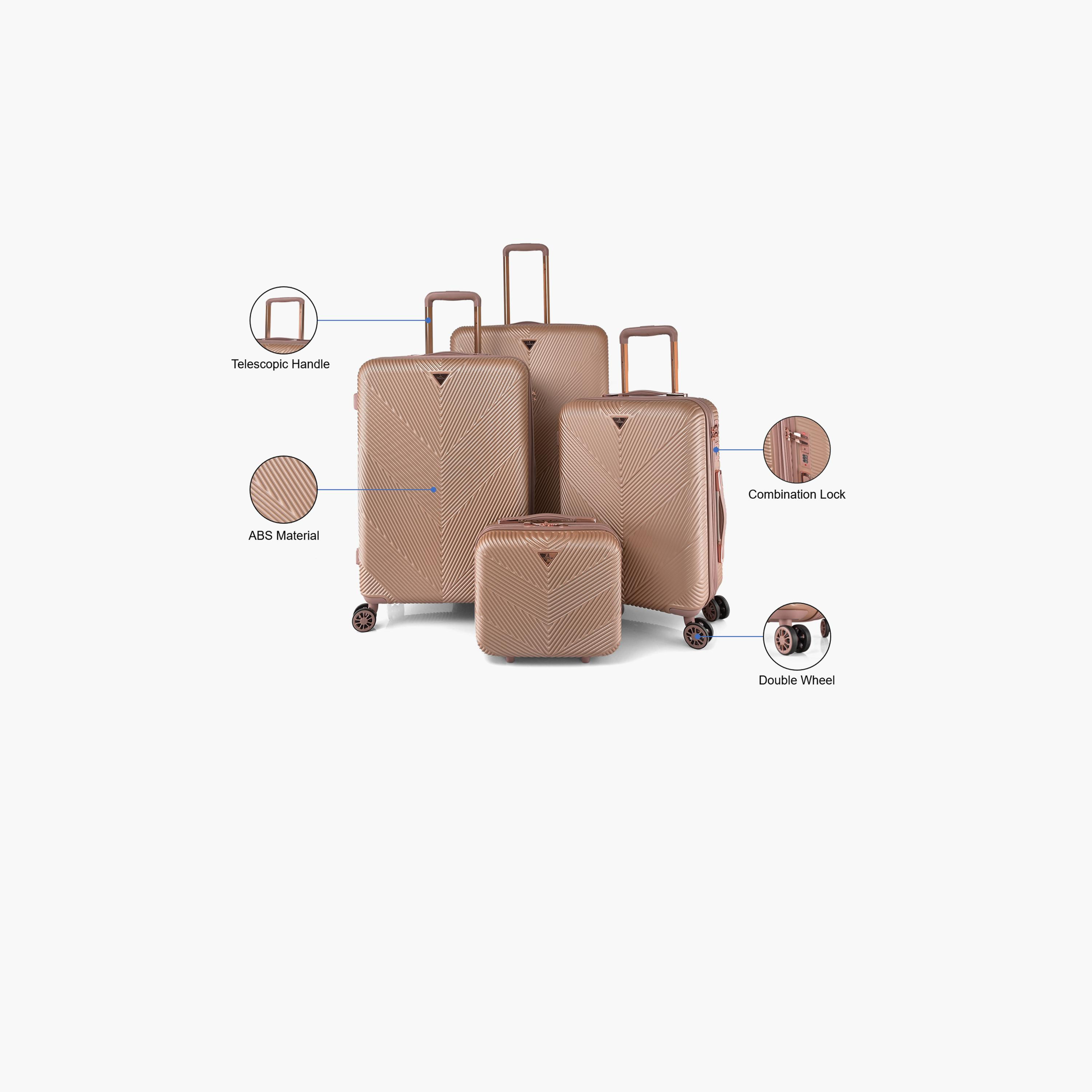 تراك-  طقم شنط سفر 4 قطع صلبة من مادة ABS بأربع عجلات مع قفل برمز  | HK304/4P-travel-luggagesandbags-luggage-image-2