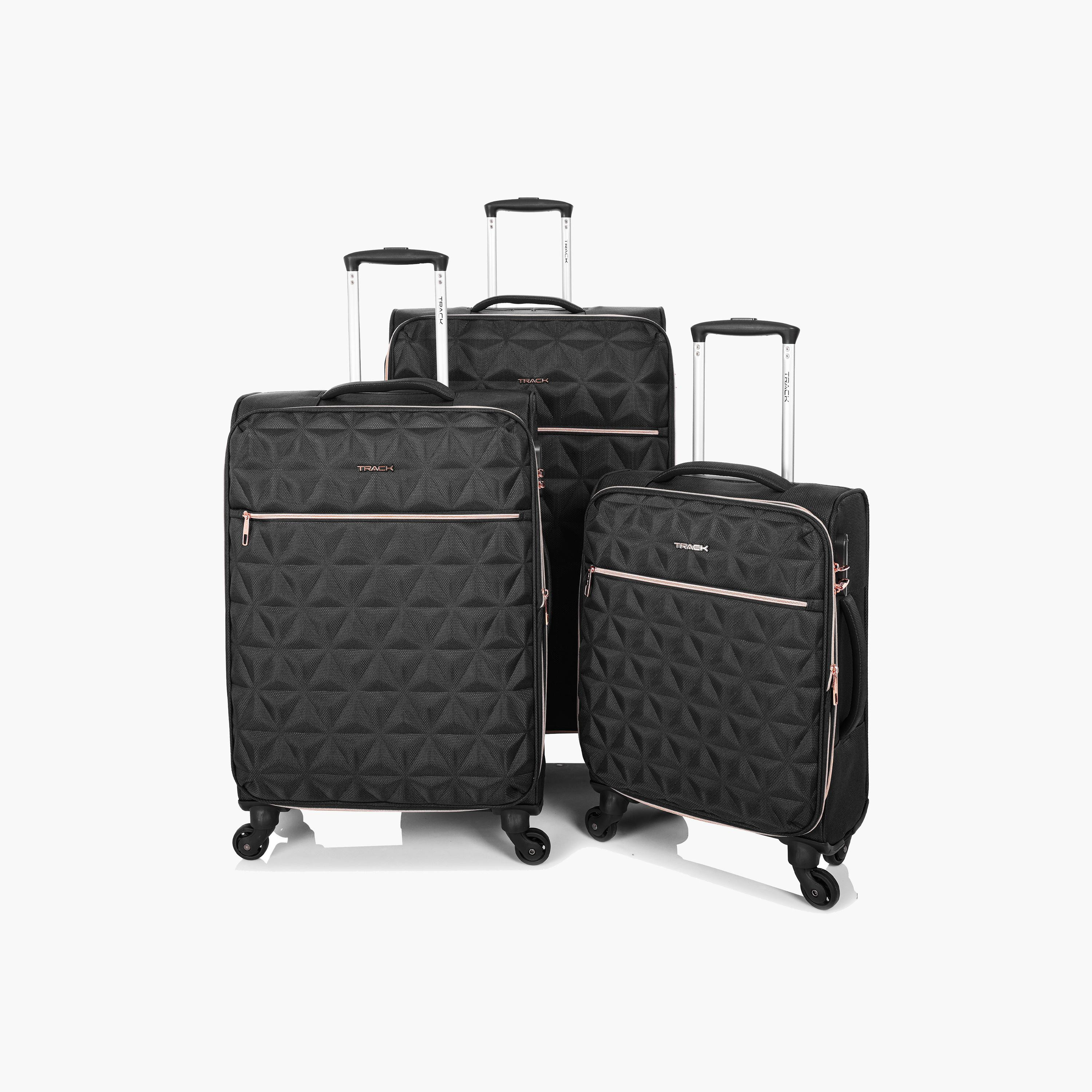 Track Set of 3 Textile Softcase 4-Wheeler Spinner Luggage Bags with Combination Lock | LG004/3P-travel-luggagesandbags-luggage-image-1