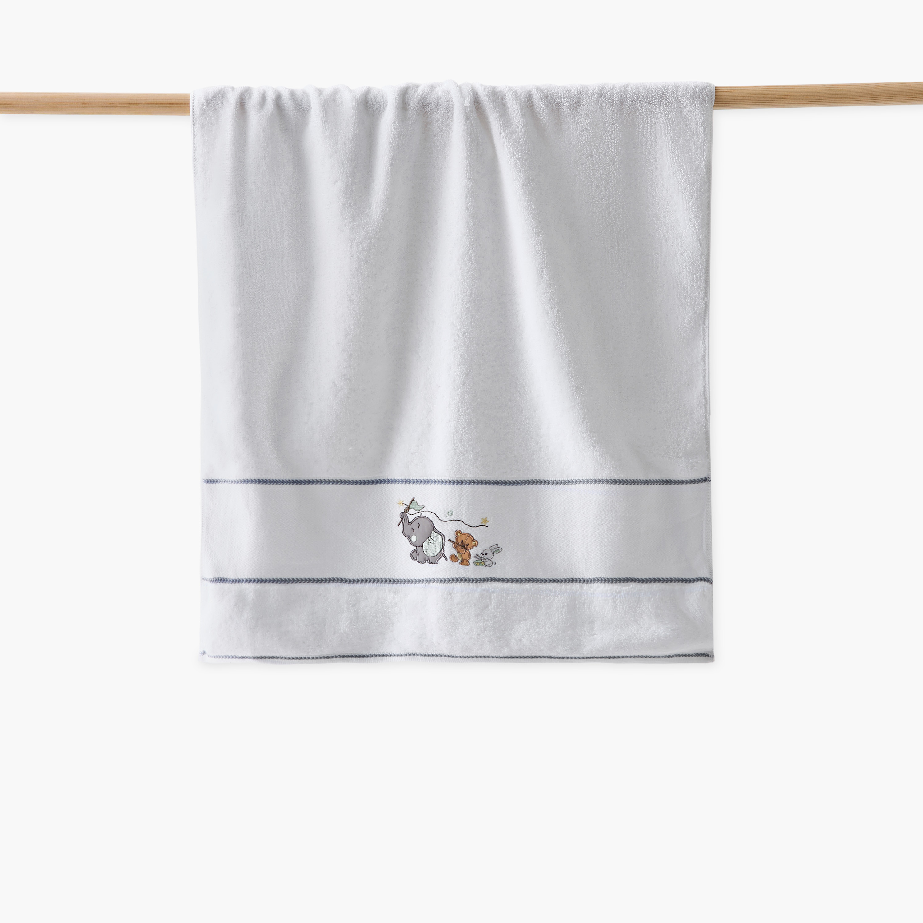 Juniors Applique Detail Bath Towel - 60x120 cm-baby-bathandcare-towels-image-1