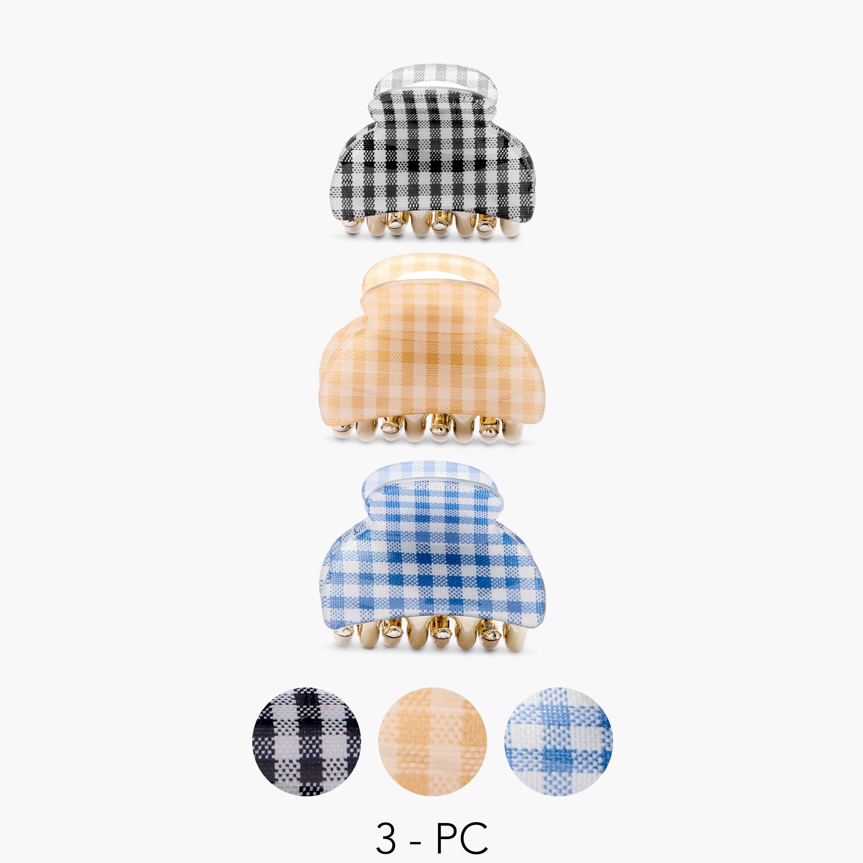 Checked Hair Clamp - Set of 3-women-hairaccessories-clamps-image-1