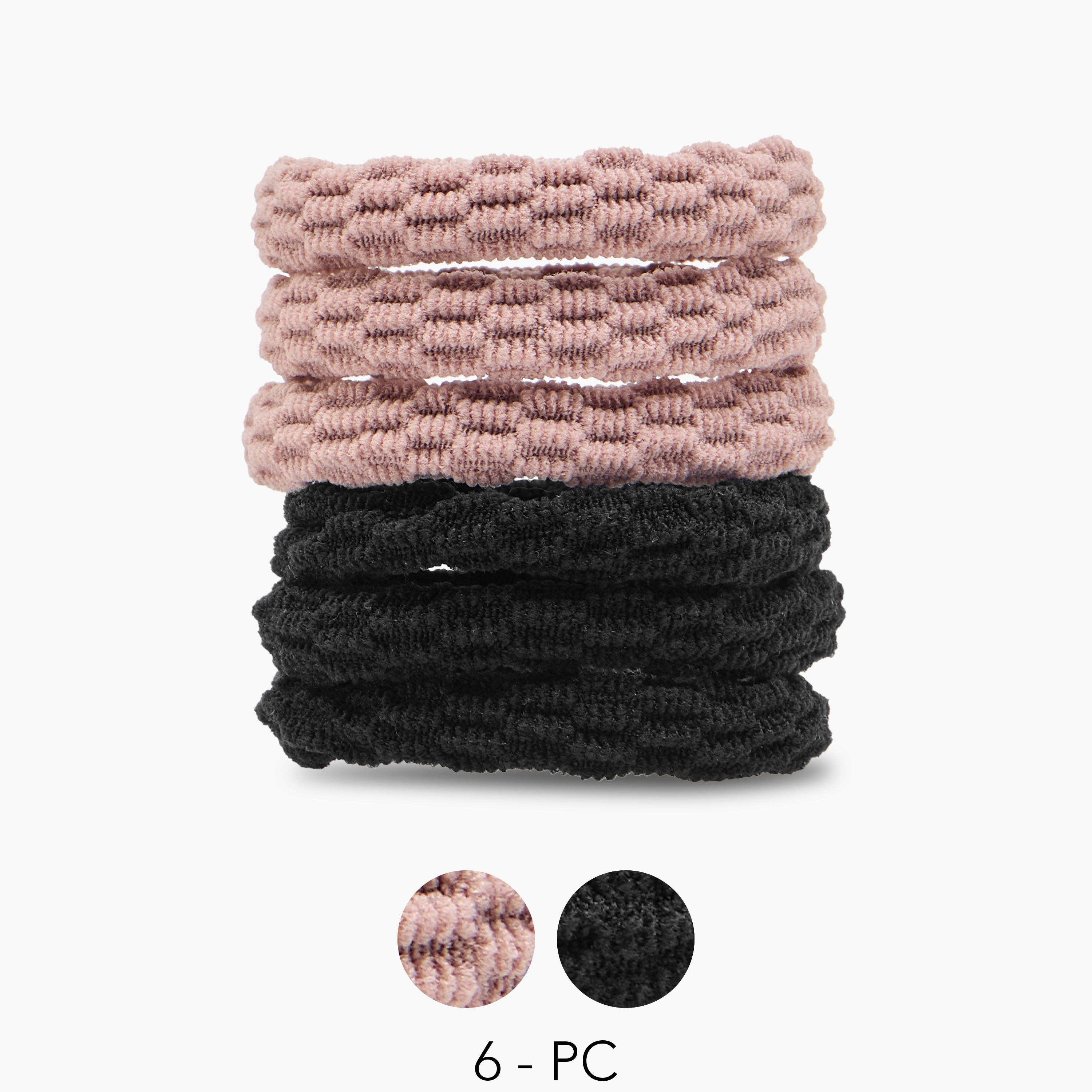 Textured Elasticated Hair Tie - Set of 6-women-hairaccessories-scrunchies-image-1