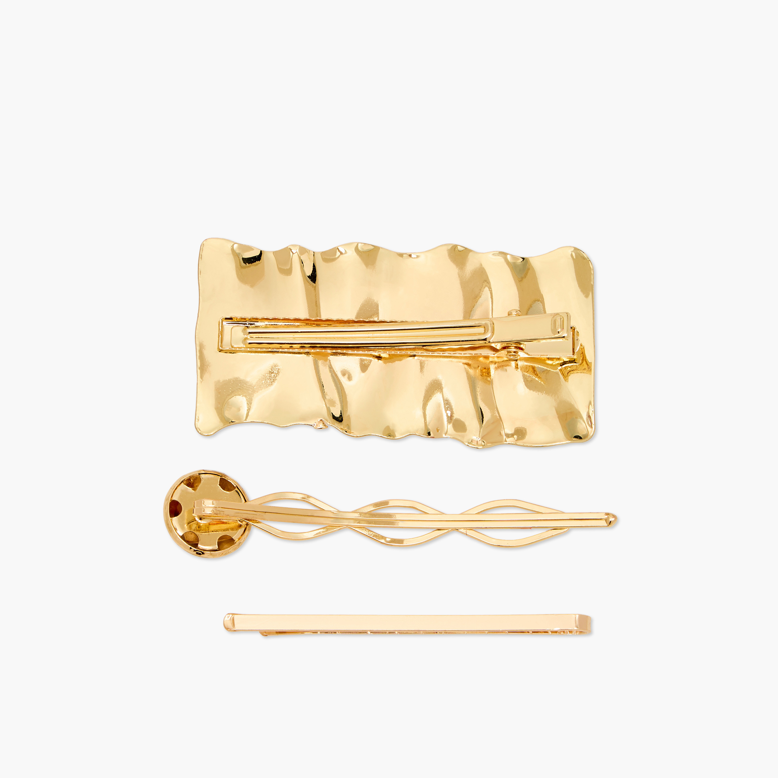 Assorted Metallic Hair Clip - Set of 3-women-hairaccessories-clips-image-3