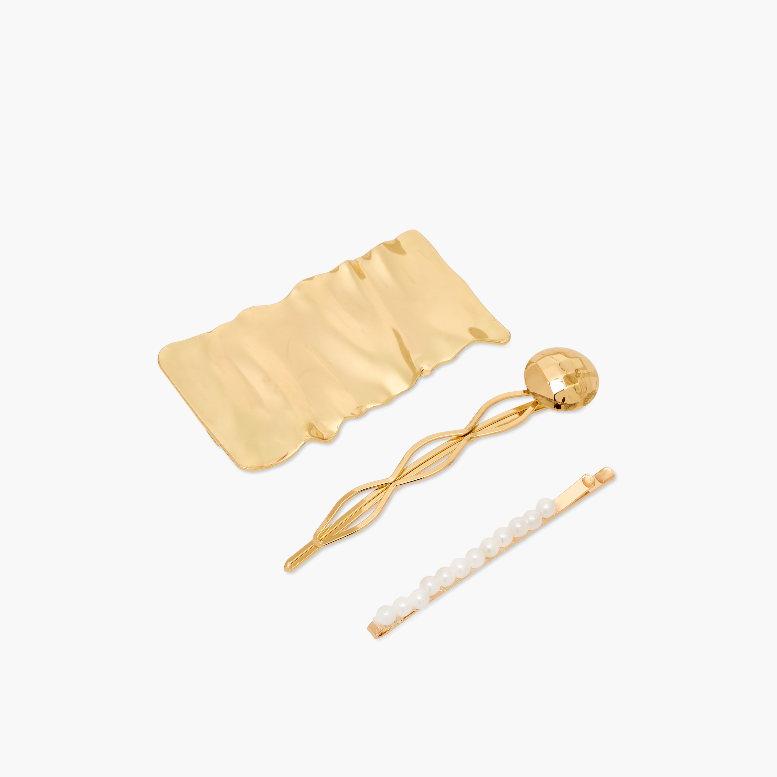 Assorted Metallic Hair Clip - Set of 3-women-hairaccessories-clips-image-4