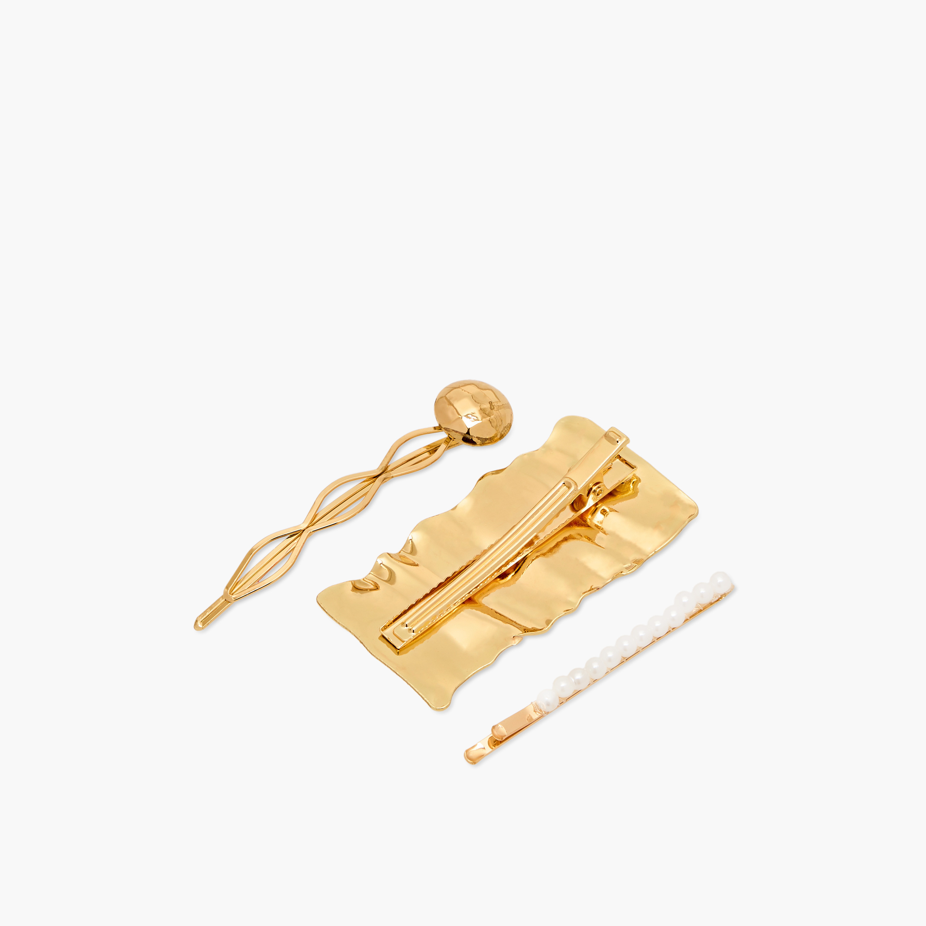 Assorted Metallic Hair Clip - Set of 3-women-hairaccessories-clips-image-5