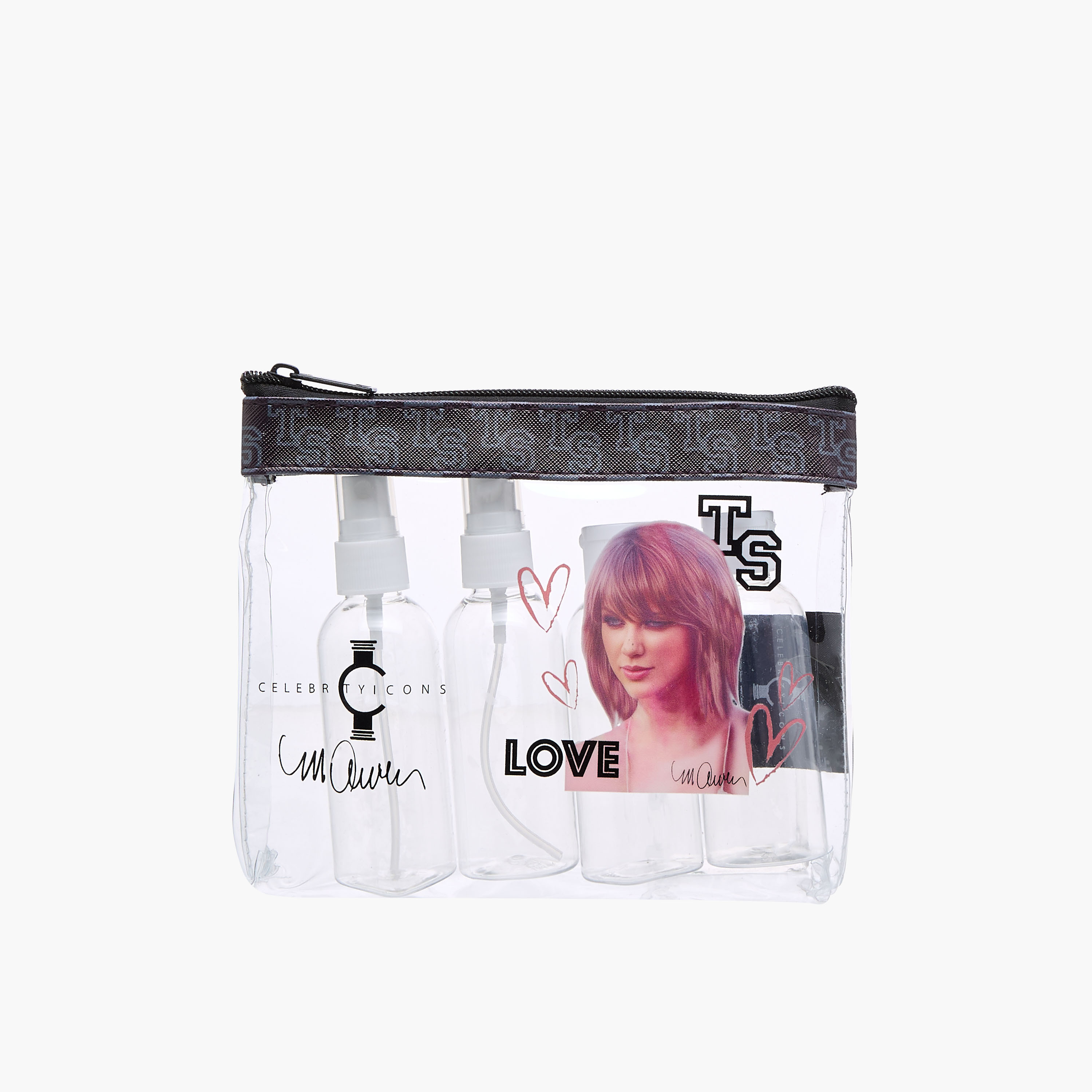 Celebrity Taylor Swift Icon 4-Piece Travel Bottle Set with Pouch-travel-accessories-image-1