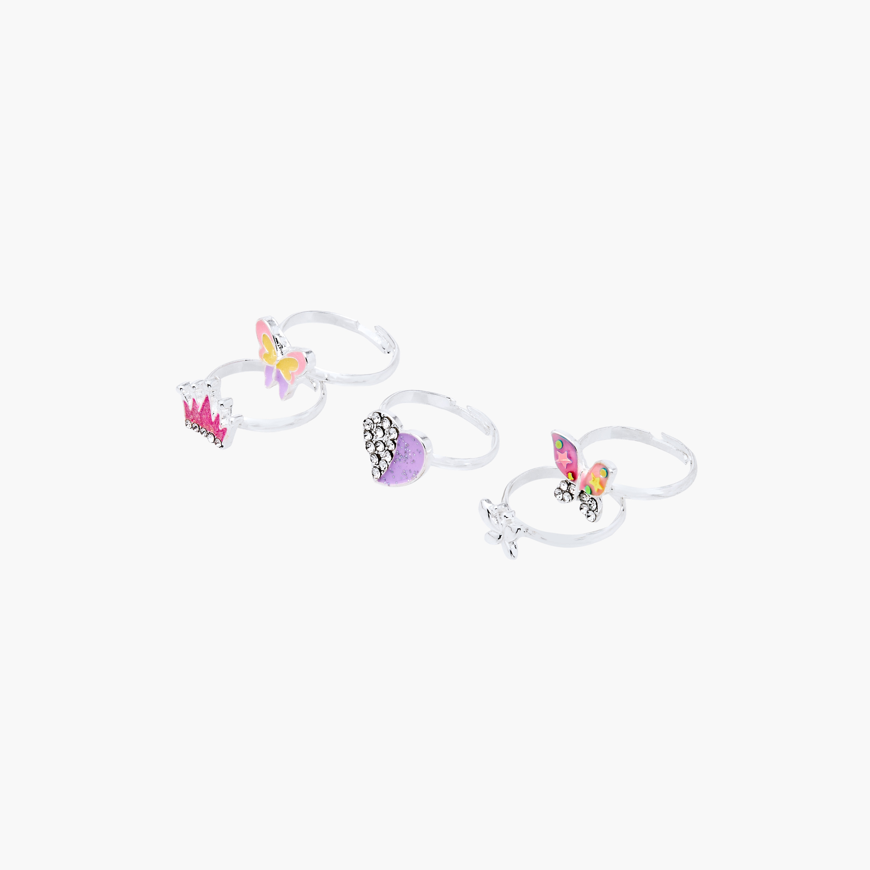 Applique Detail Adjustable Ring - Set of 5-girls-accessories-jewellery-image-1