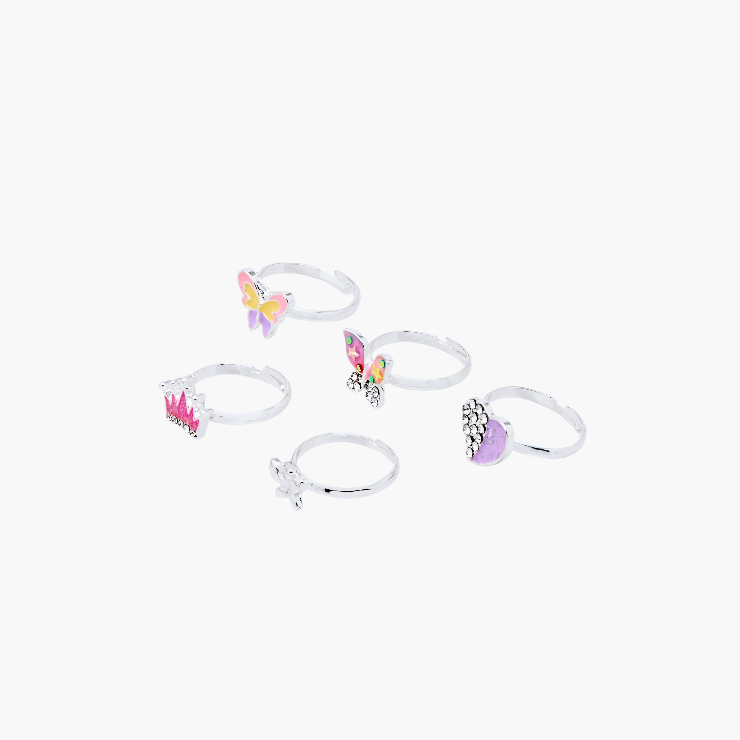 Applique Detail Adjustable Ring - Set of 5-girls-accessories-jewellery-image-2