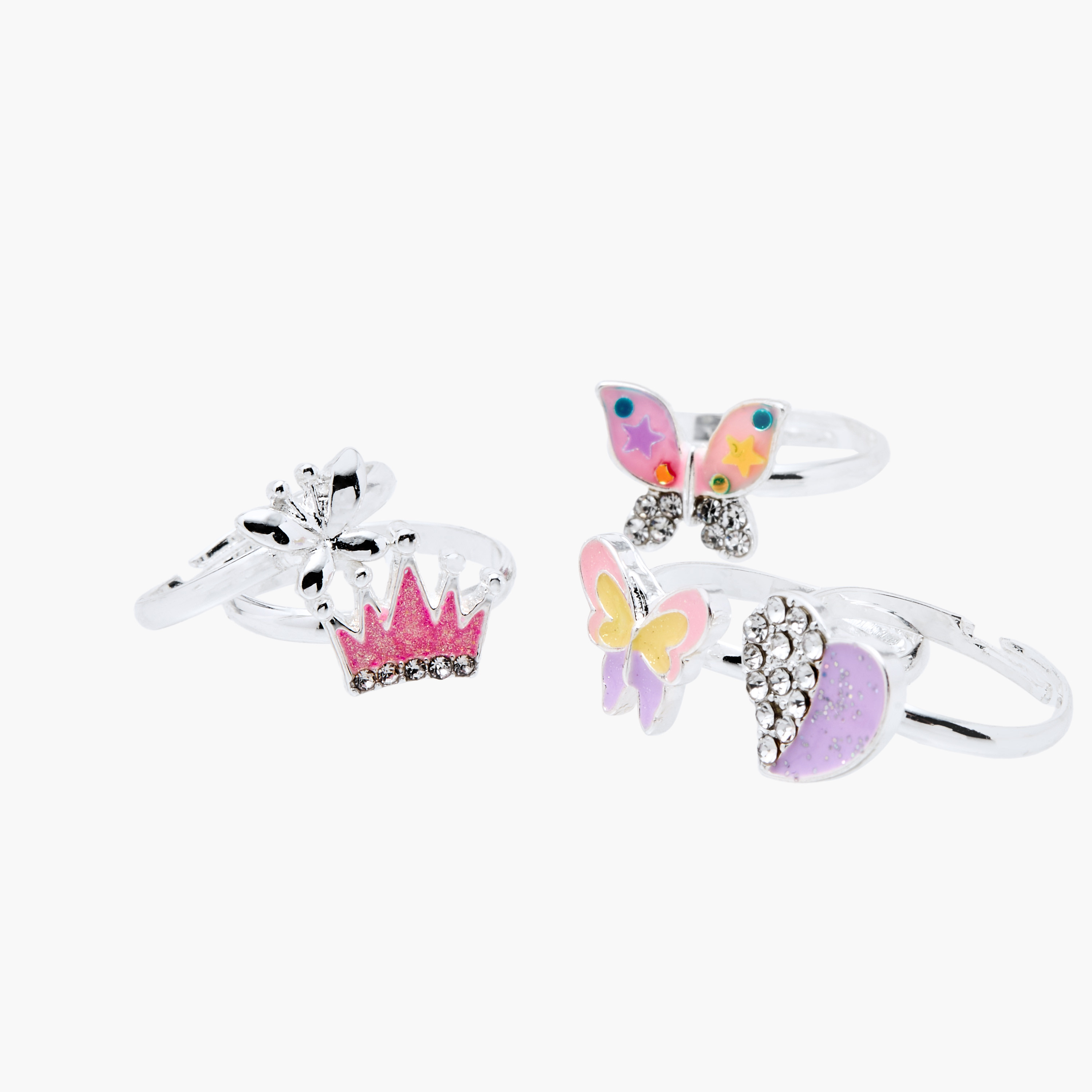 Applique Detail Adjustable Ring - Set of 5-girls-accessories-jewellery-image-3