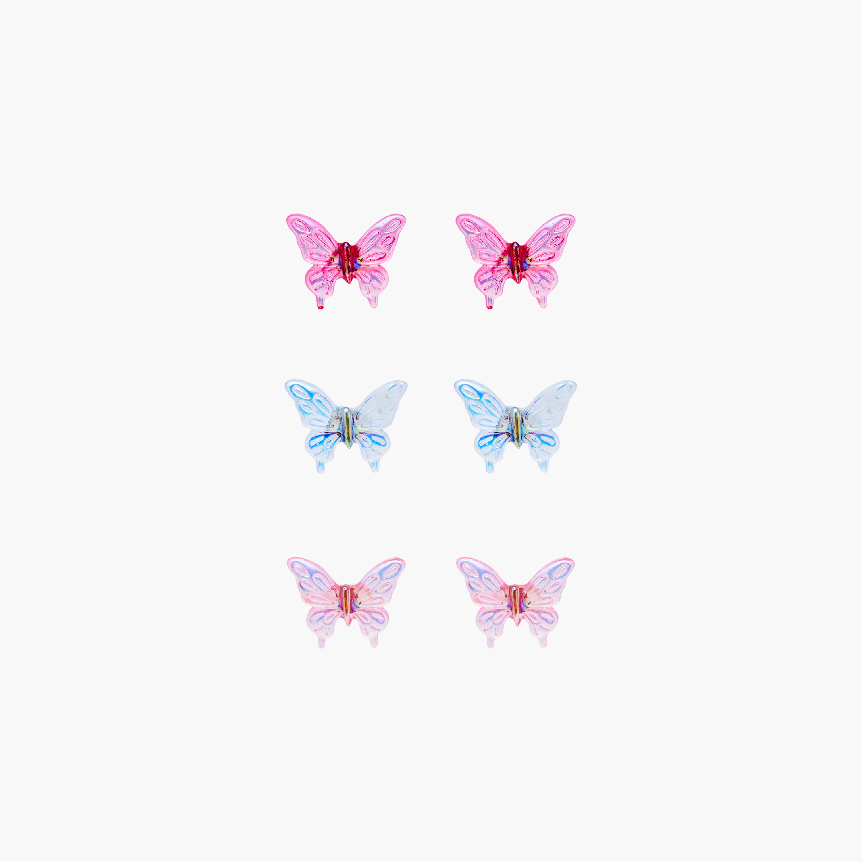 Charmz Butterfly Applique Earrings with Pushback Closure - Set of 3-girls-accessories-jewellery-image-1