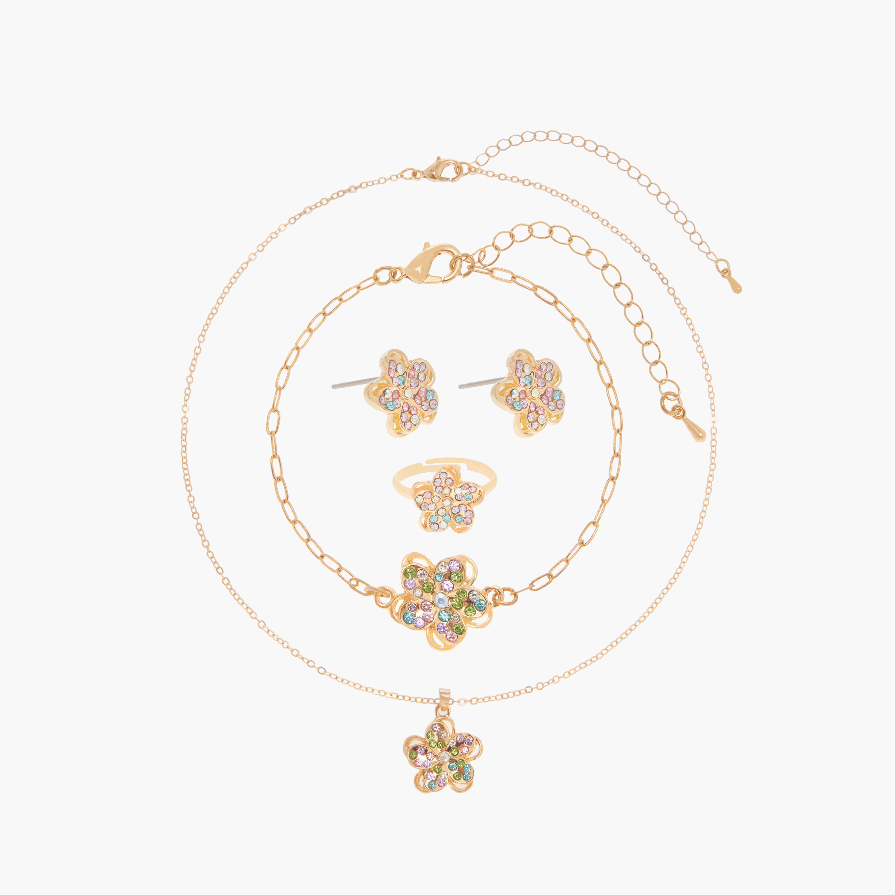 Charmz 4-Piece Floral Embellished Jewellery Set-girls-accessories-jewellery-image-1