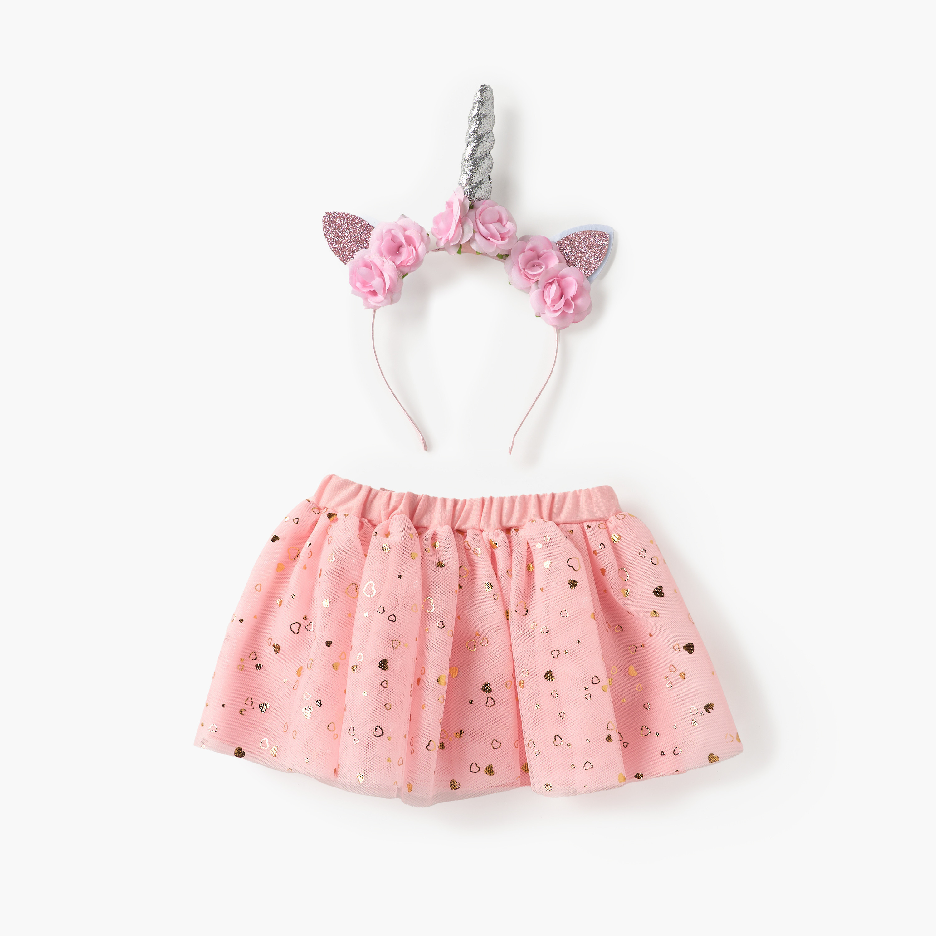 Charmz Unicorn Applique Hairband and Printed Skirt Set-girls-clothing-costumes-image-1