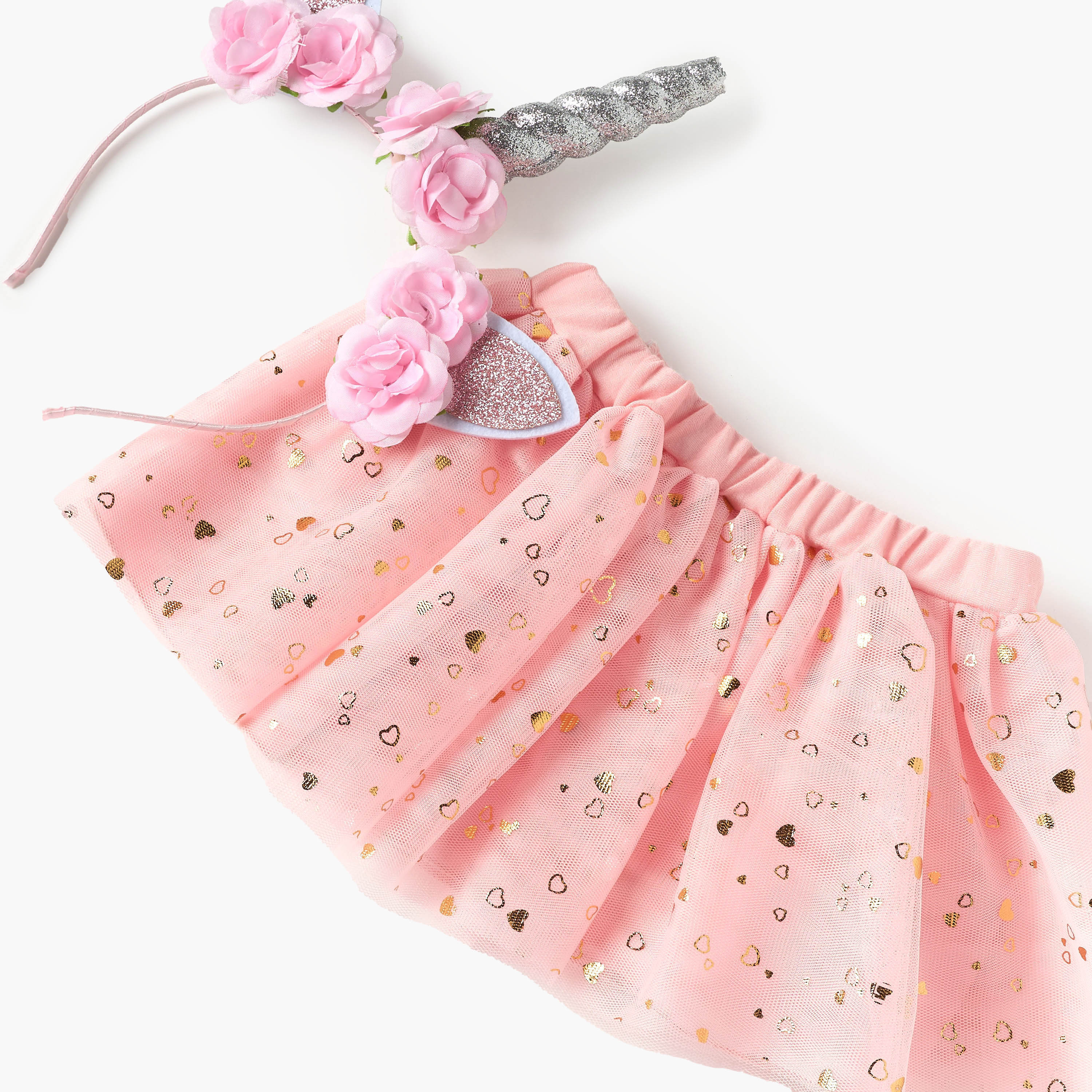 Charmz Unicorn Applique Hairband and Printed Skirt Set-girls-clothing-costumes-image-3