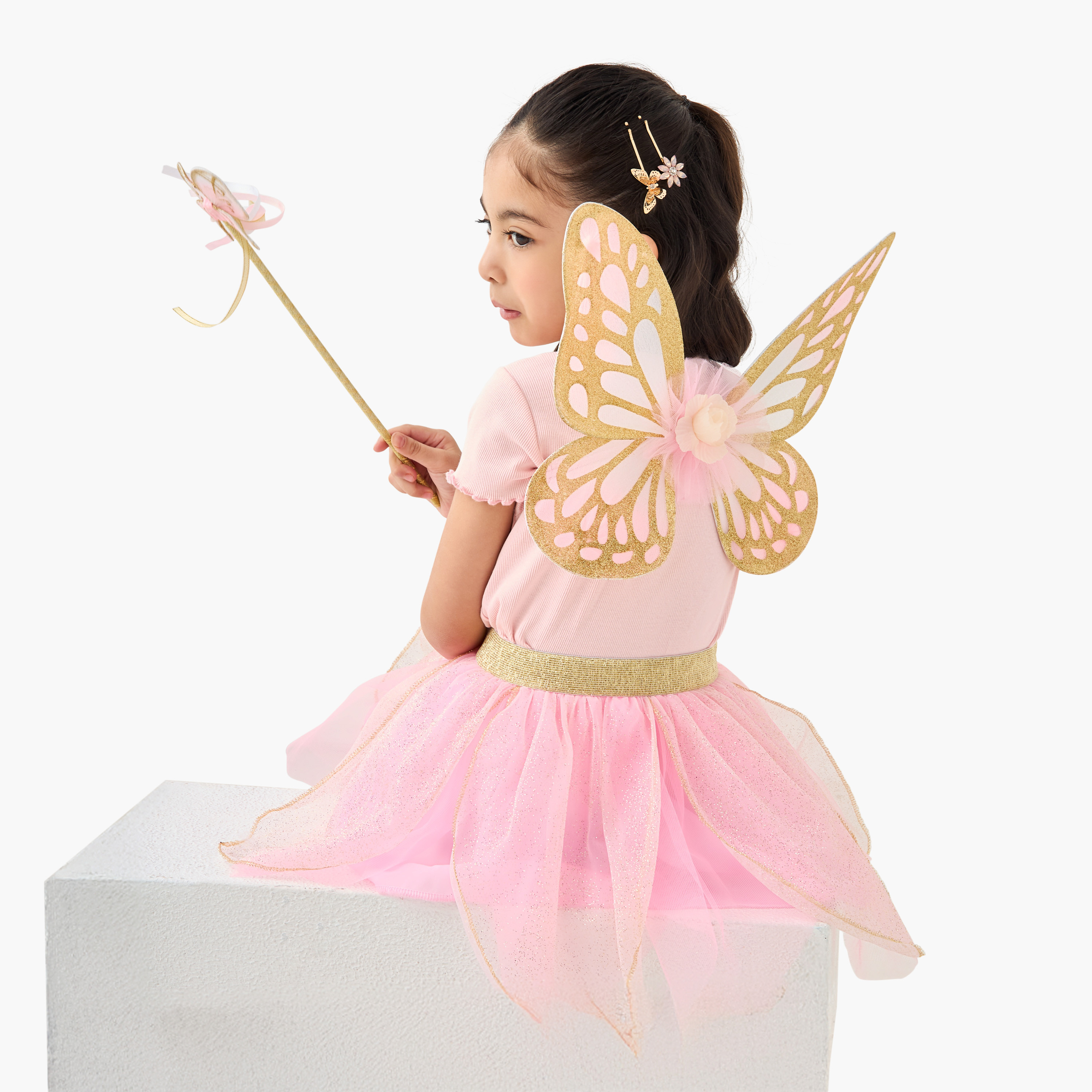طقم زي تنورة مزيّنة بالزهور مع أجنحة وعصا من تشارمز-girls-clothing-costumes-image-1
