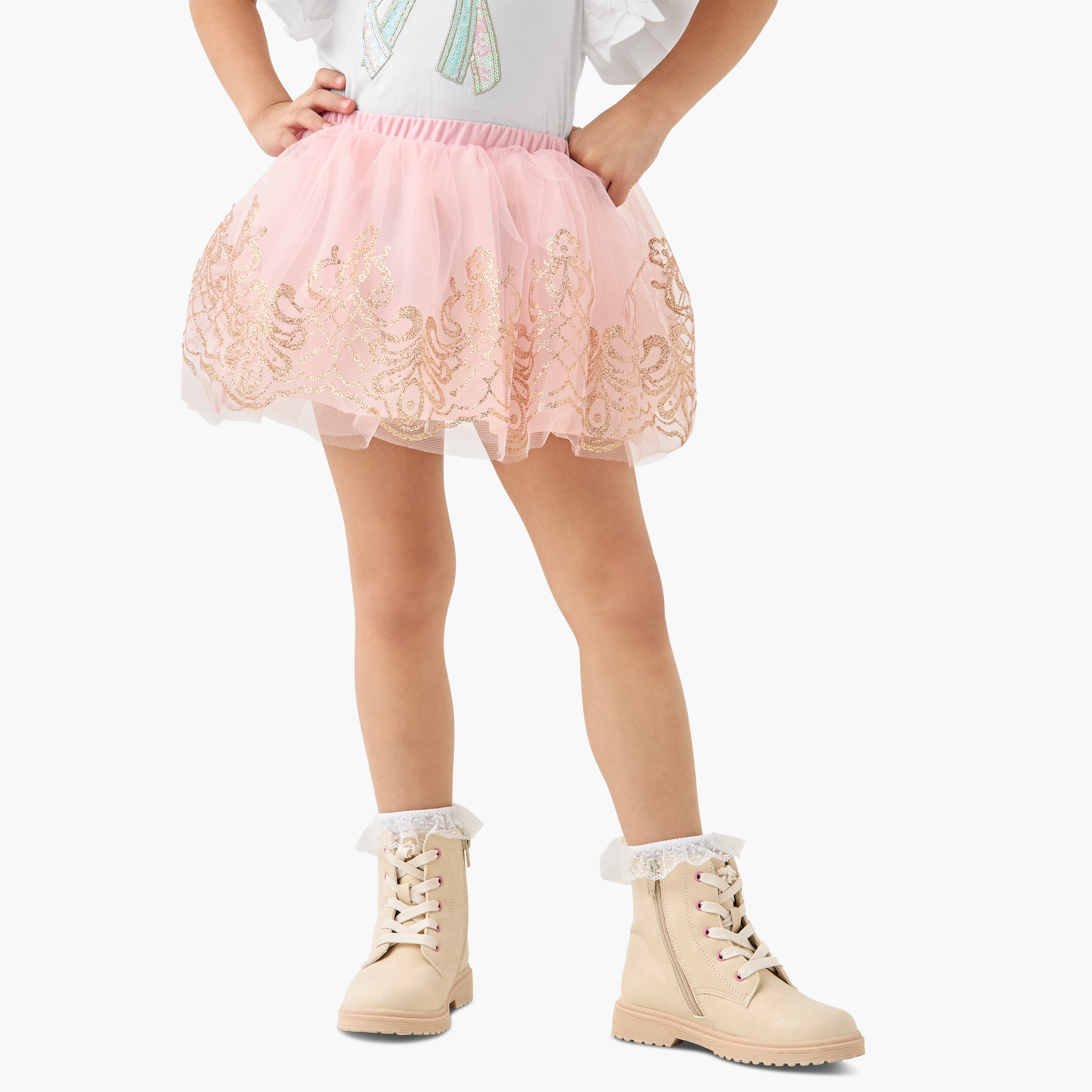 تنورة زي مزينة بالترتر بخصر مطاطي من تشارمز-girls-clothing-costumes-image-1