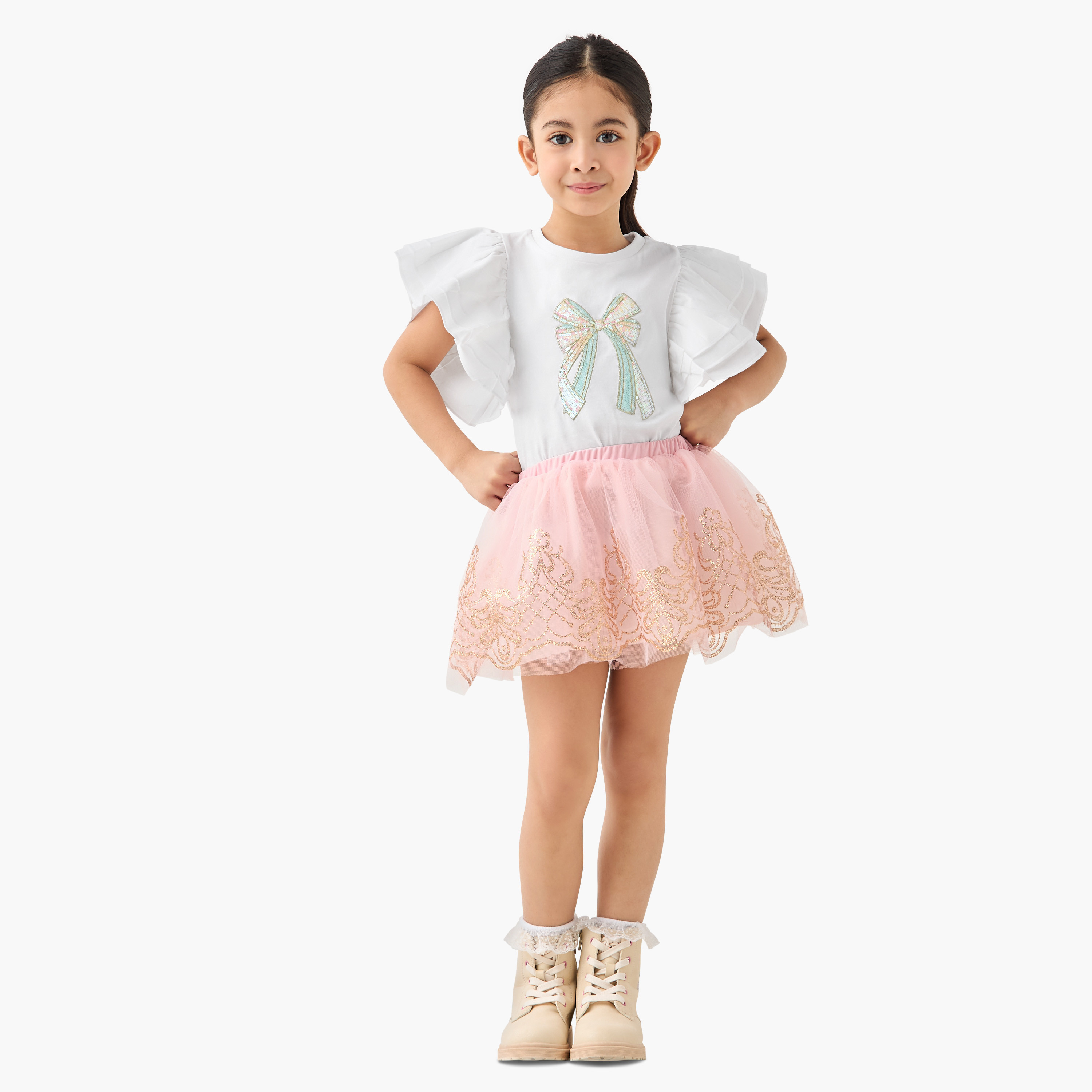 تنورة زي مزينة بالترتر بخصر مطاطي من تشارمز-girls-clothing-costumes-image-2