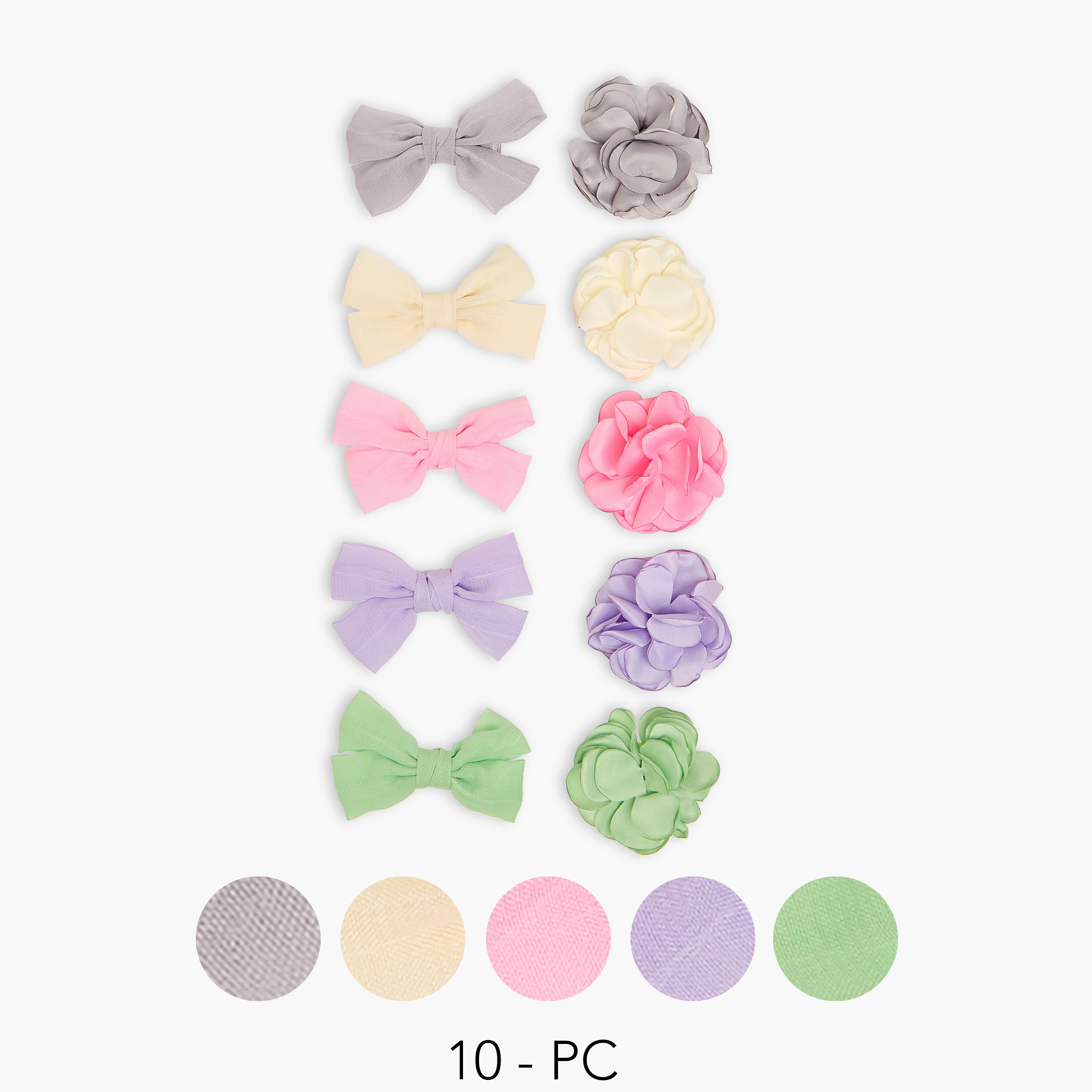 Charmz 10-Piece Bow and Floral Hair Clip Set-girls-accessories-hairaccessories-image-1