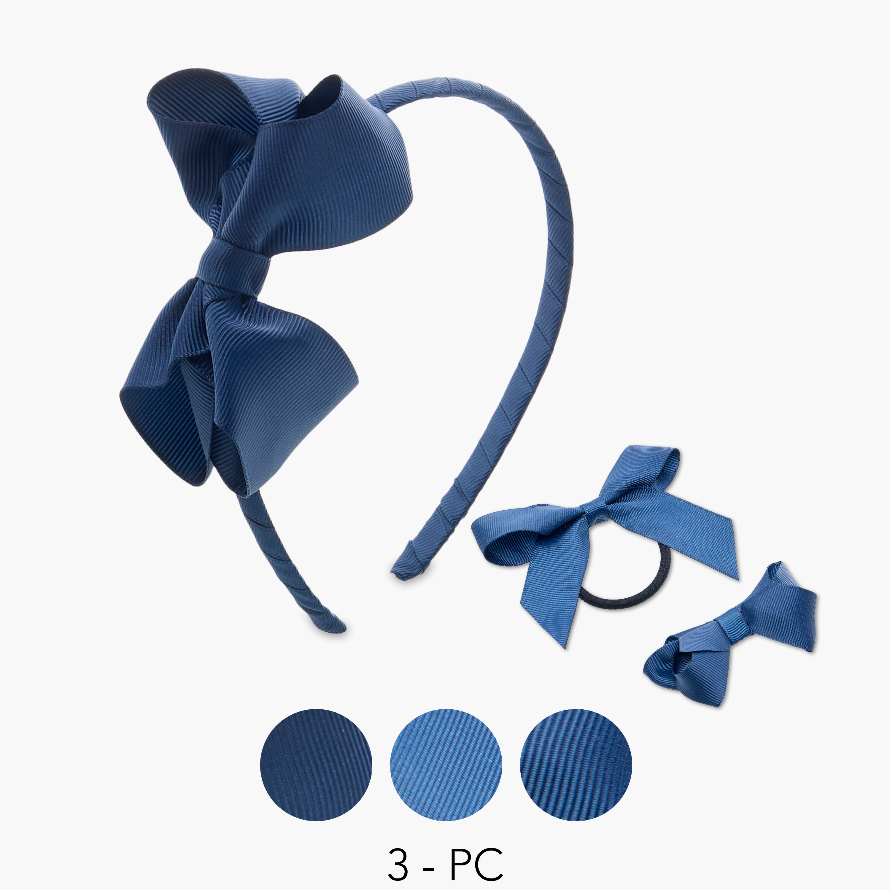 Charmz Ribbed Bow Hairband with Hair Clip and Hair Tie-girls-accessories-hairaccessories-image-1