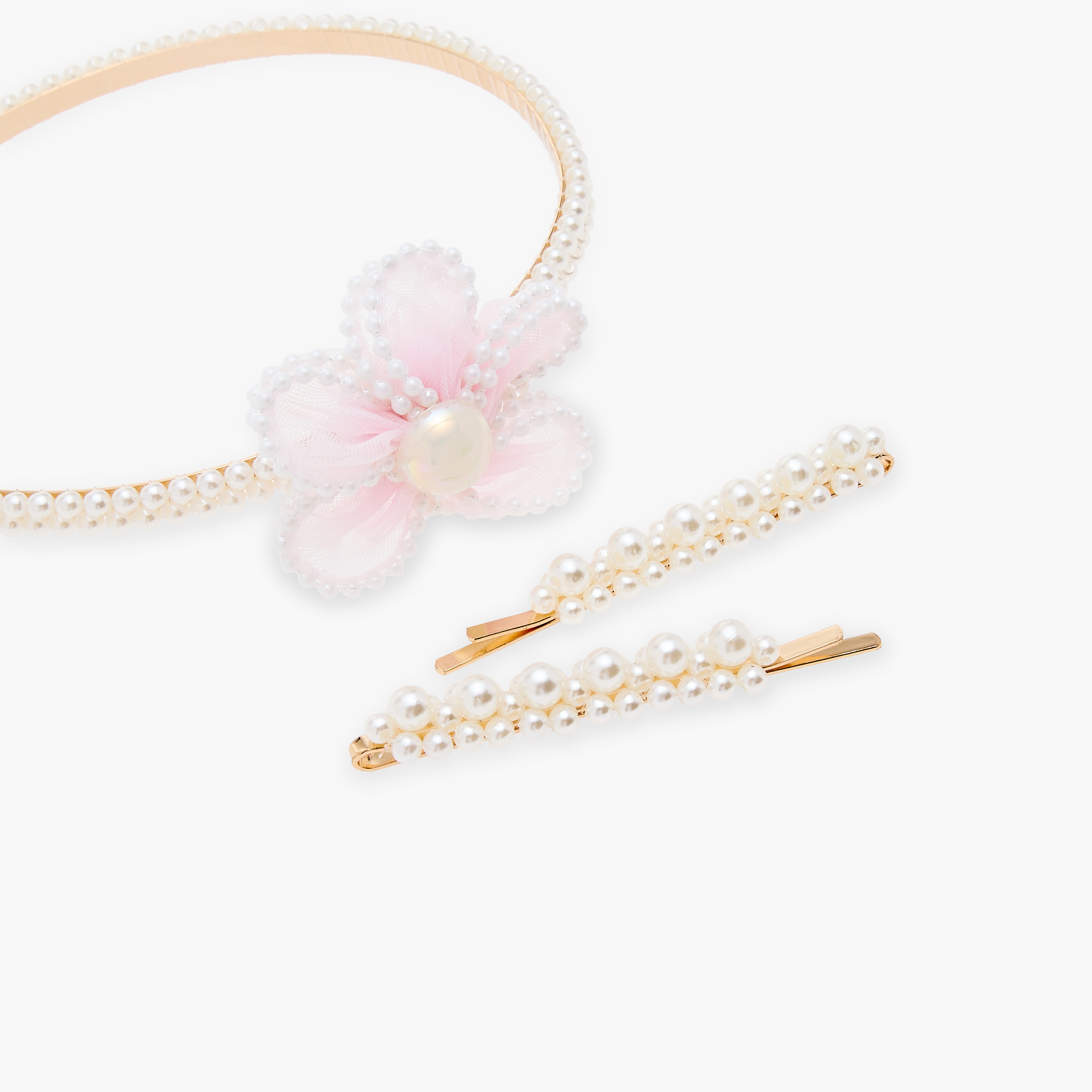Charmz Pearl Embellished 3-Piece Hairpin and Hairband Set-girls-accessories-hairaccessories-image-7