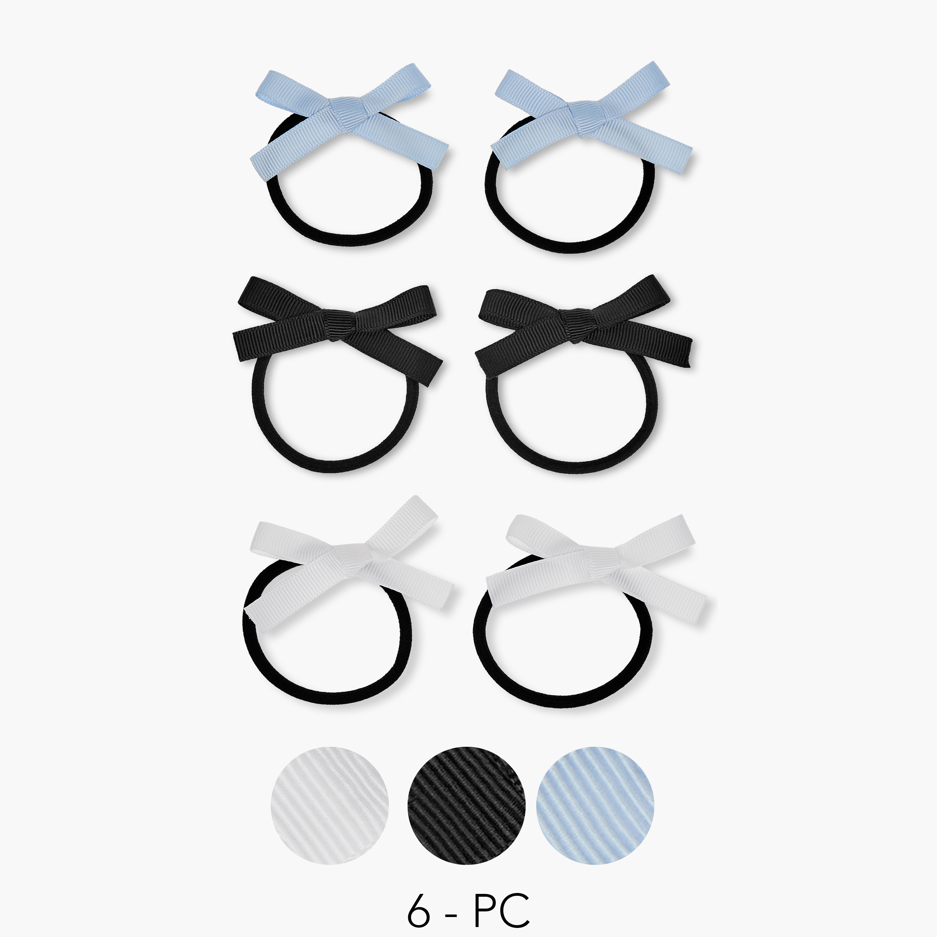 Bow Applique Hair Tie - Set of 6-girls-accessories-hairaccessories-image-1
