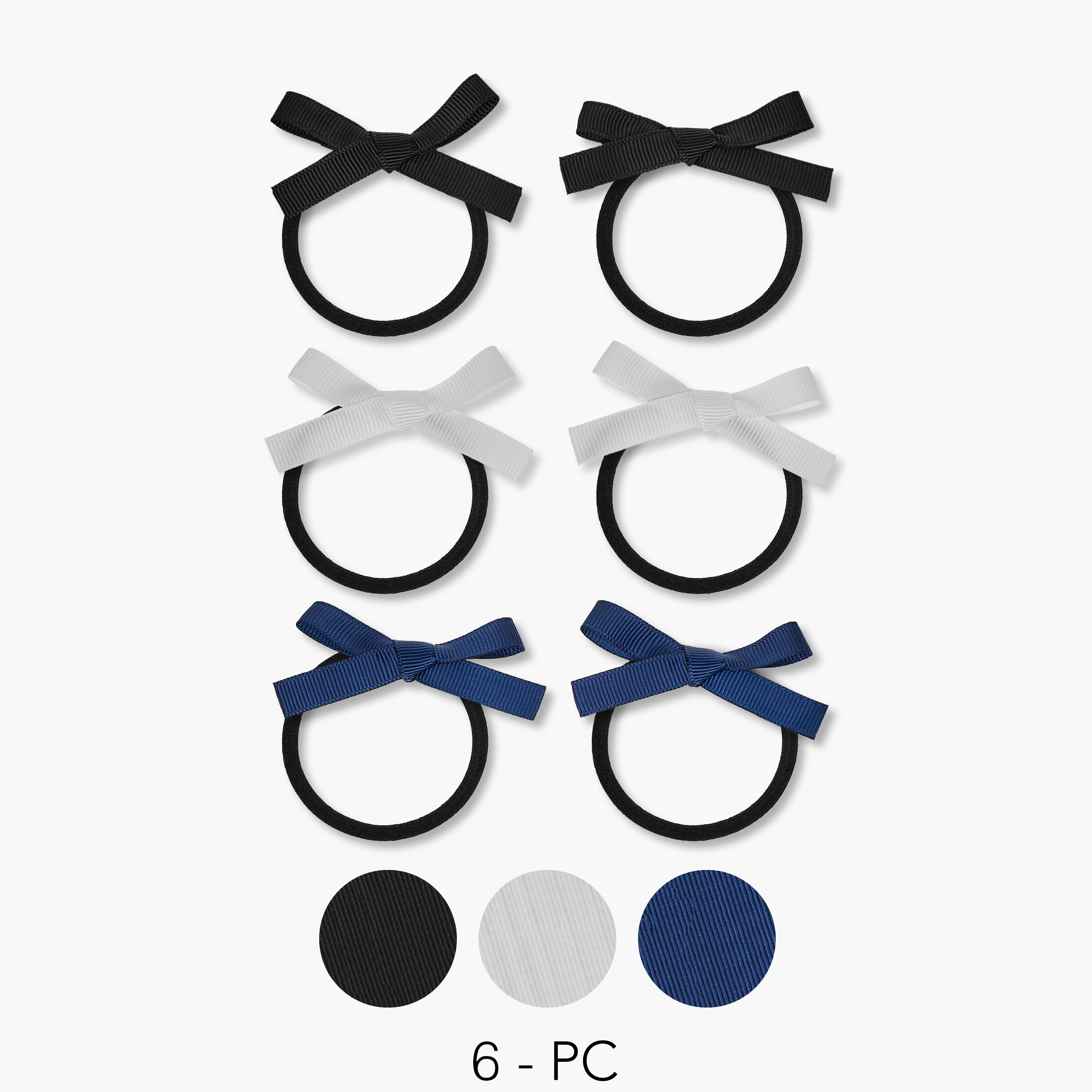 Bow Applique Hair Tie - Set of 6-girls-accessories-hairaccessories-image-1