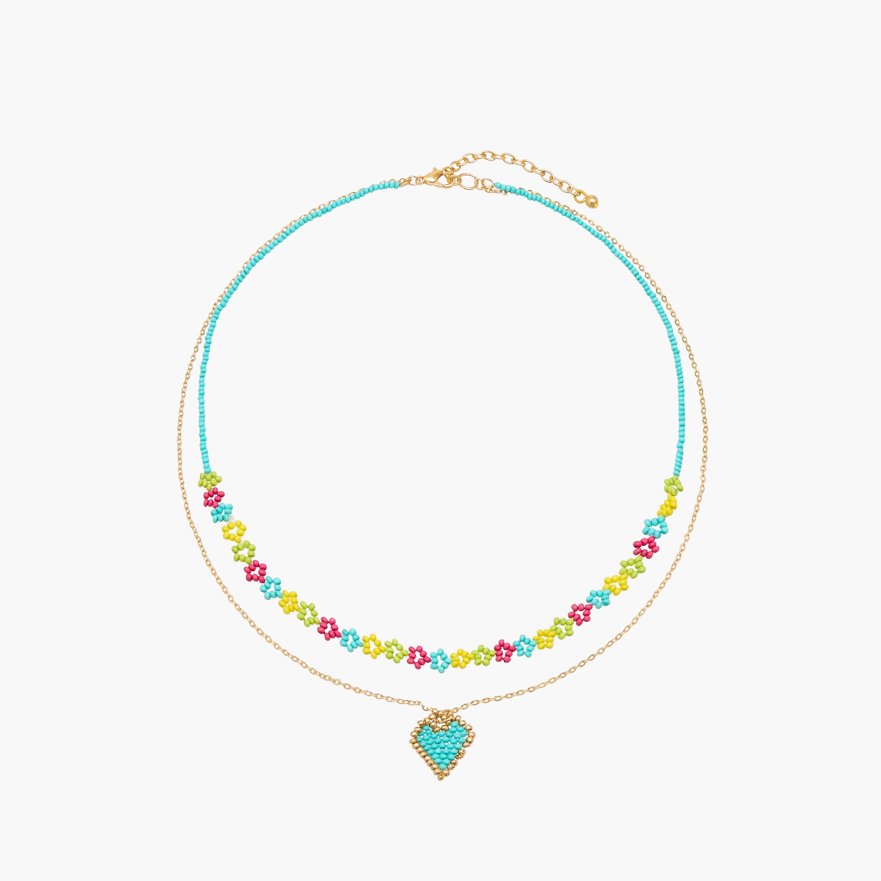 Charmz Beaded Layered Necklace with Lobster Clasp Closure-girls-accessories-jewellery-image-1