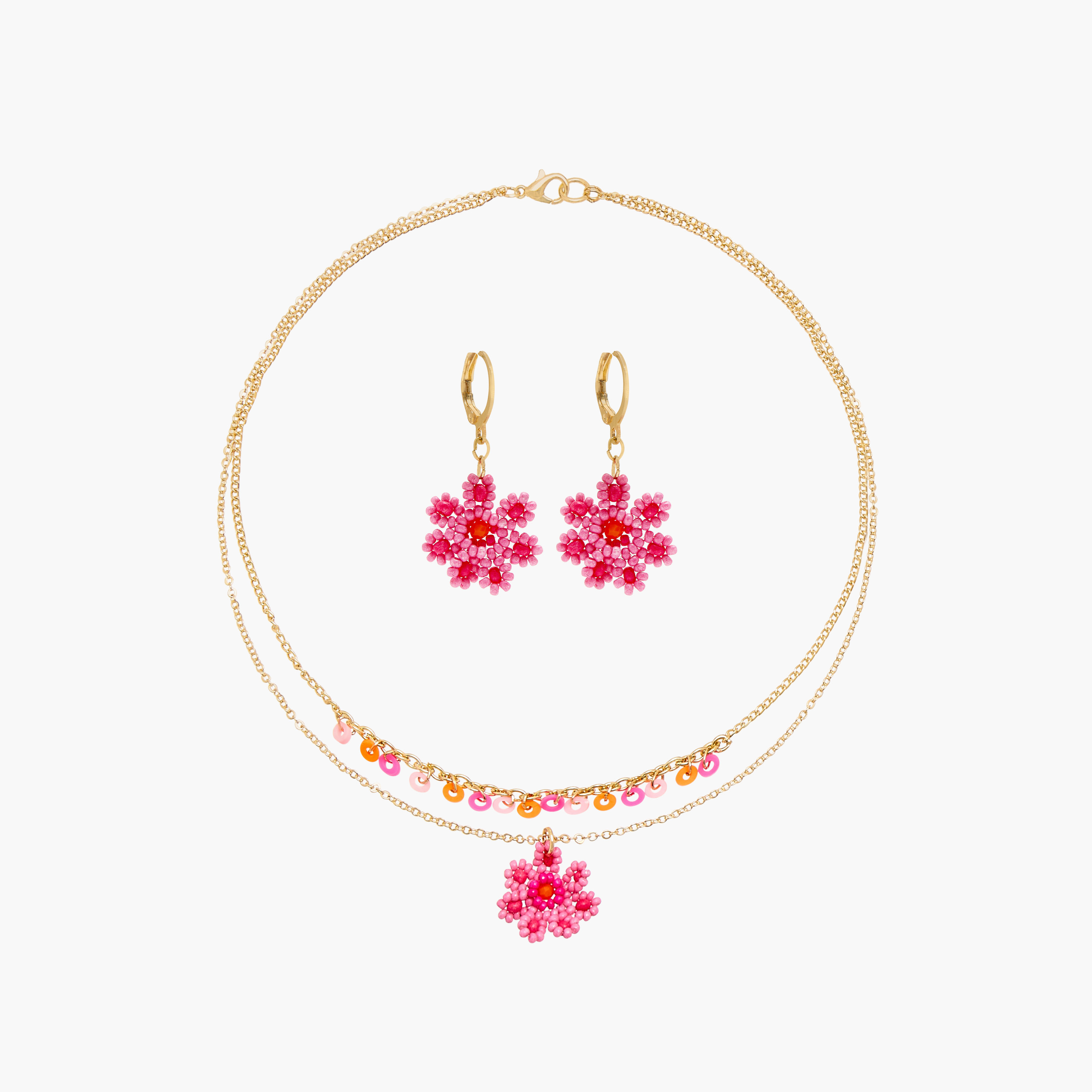 طقم حلق وعقد بدلاية زهرية مرصعة بالخرز من تشارمز-girls-accessories-jewellery-image-1
