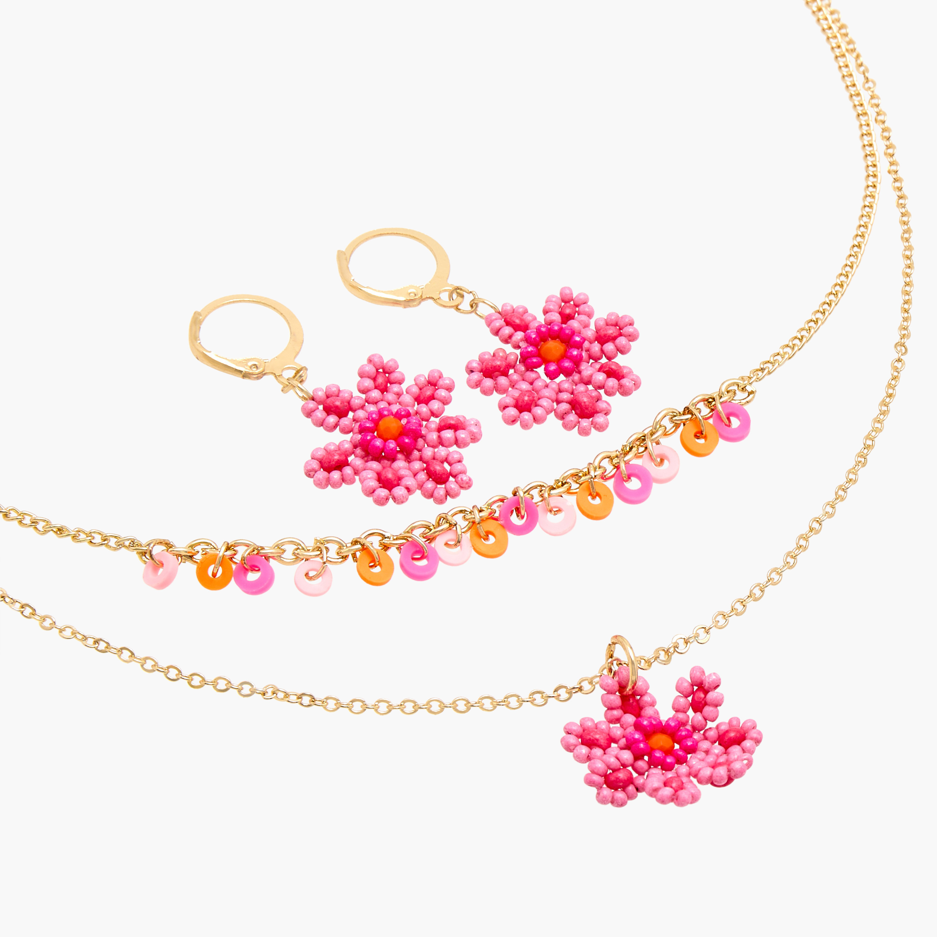 طقم حلق وعقد بدلاية زهرية مرصعة بالخرز من تشارمز-girls-accessories-jewellery-image-3