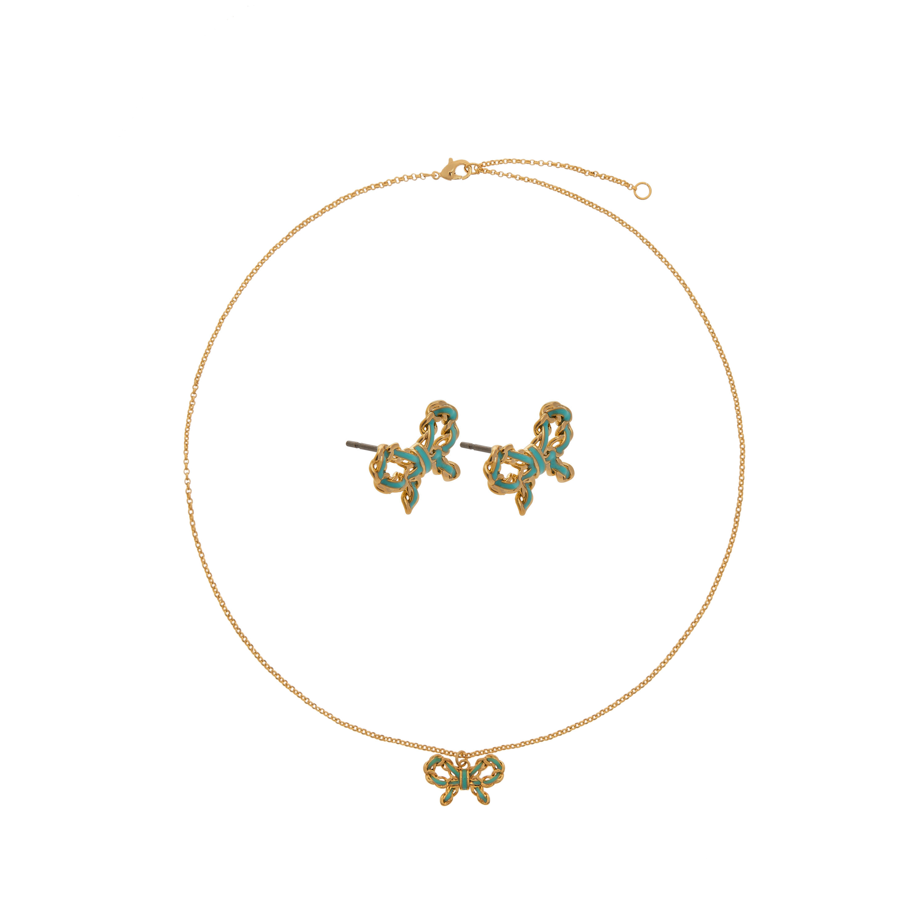 Charmz Bow Pendant Necklace and Earrings Set-girls-accessories-jewellery-image-1
