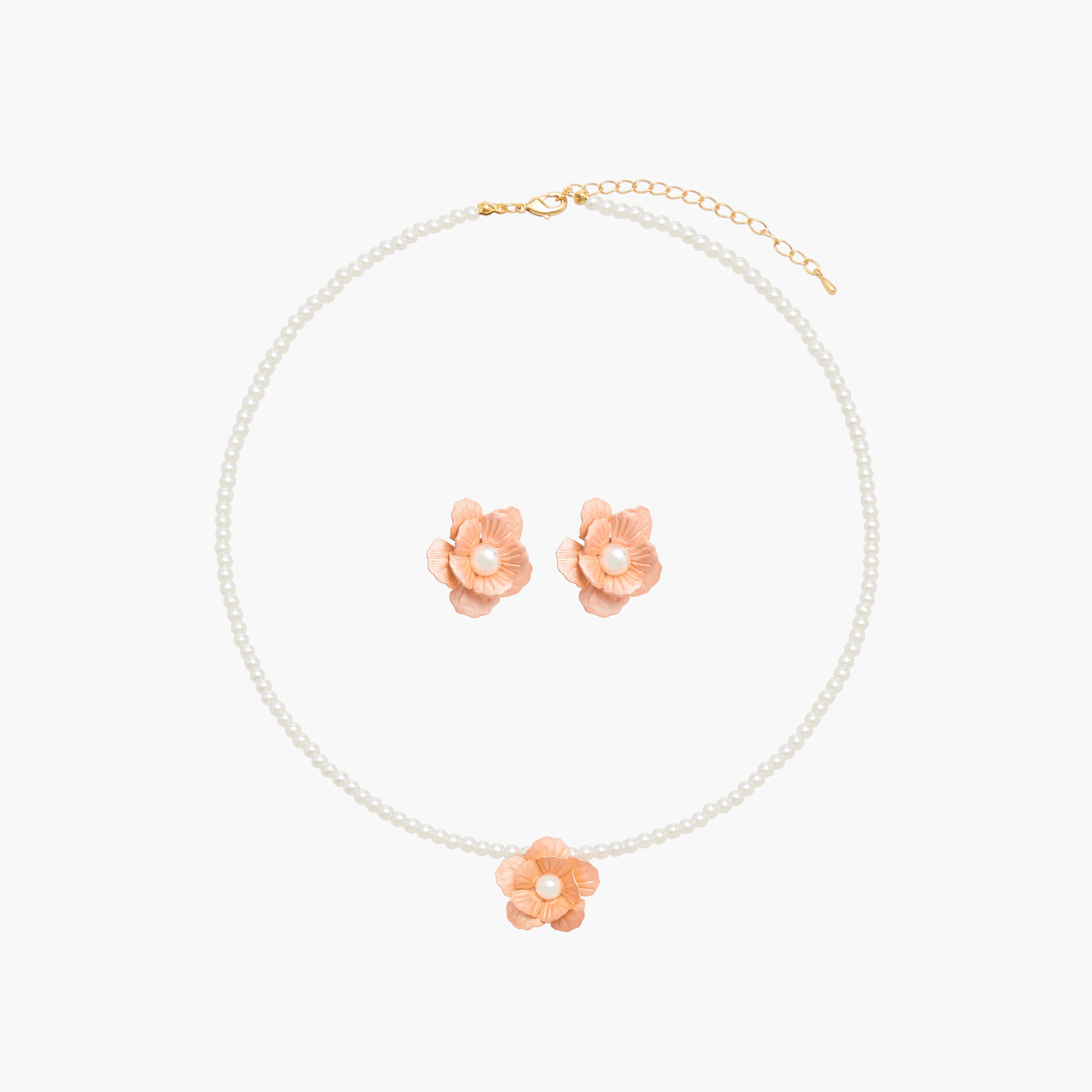 Charmz Floral Embellished Pendant Necklace and Earrings Set-girls-accessories-jewellery-image-1