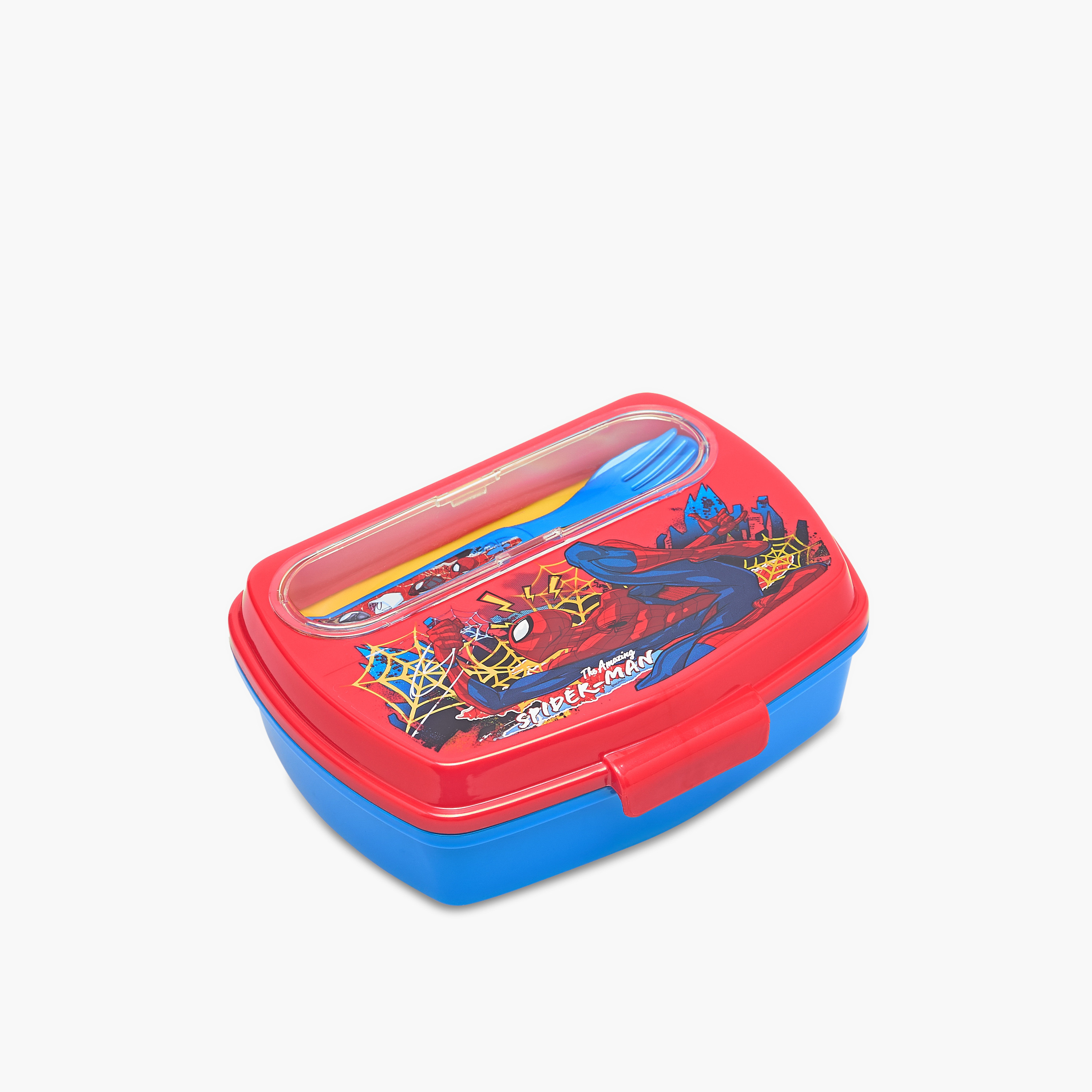 Spider-Man Print Lunch Box with Cutlery-baby-feeding-mealtimeessentials-image-2