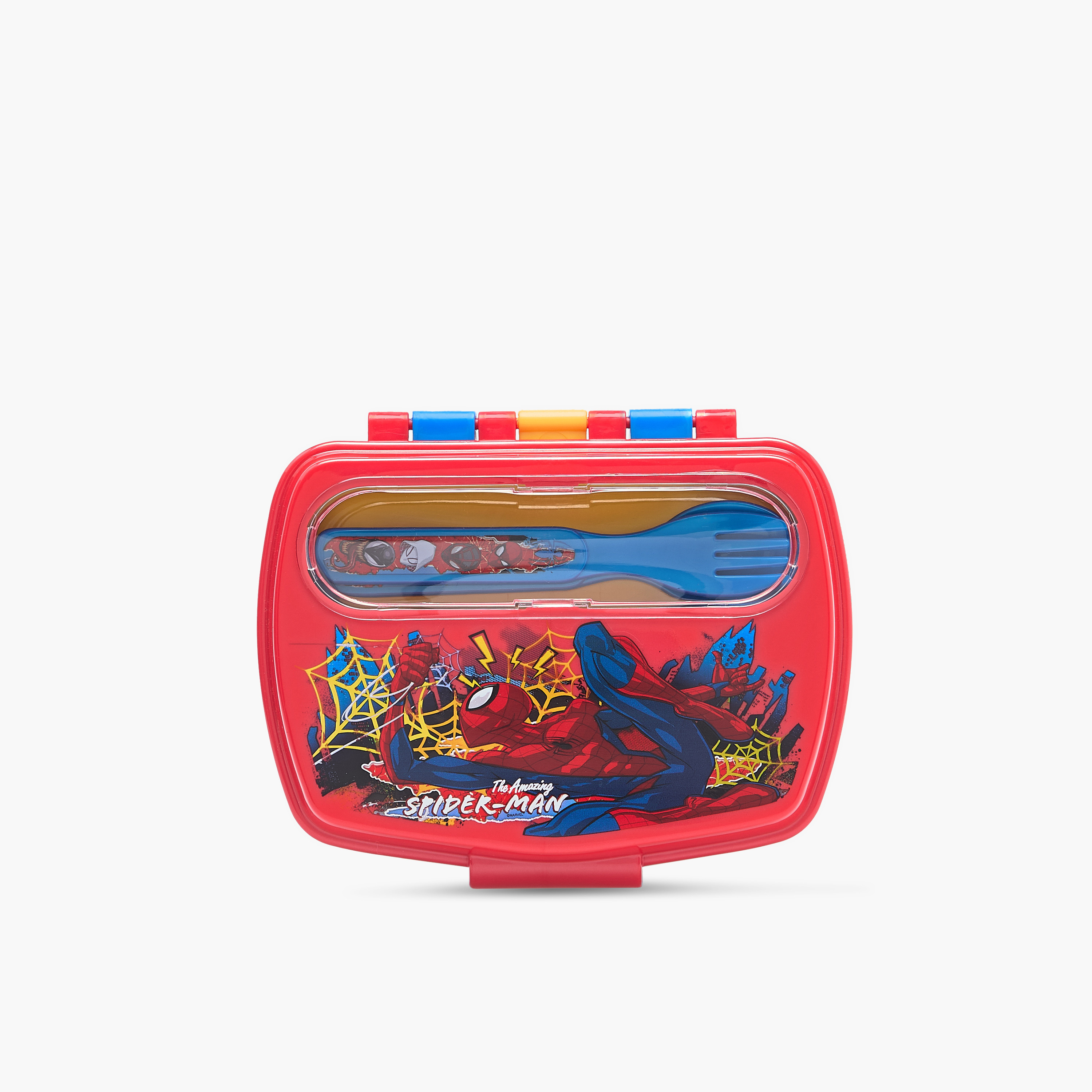 Spider-Man Print Lunch Box with Cutlery-baby-feeding-mealtimeessentials-image-3