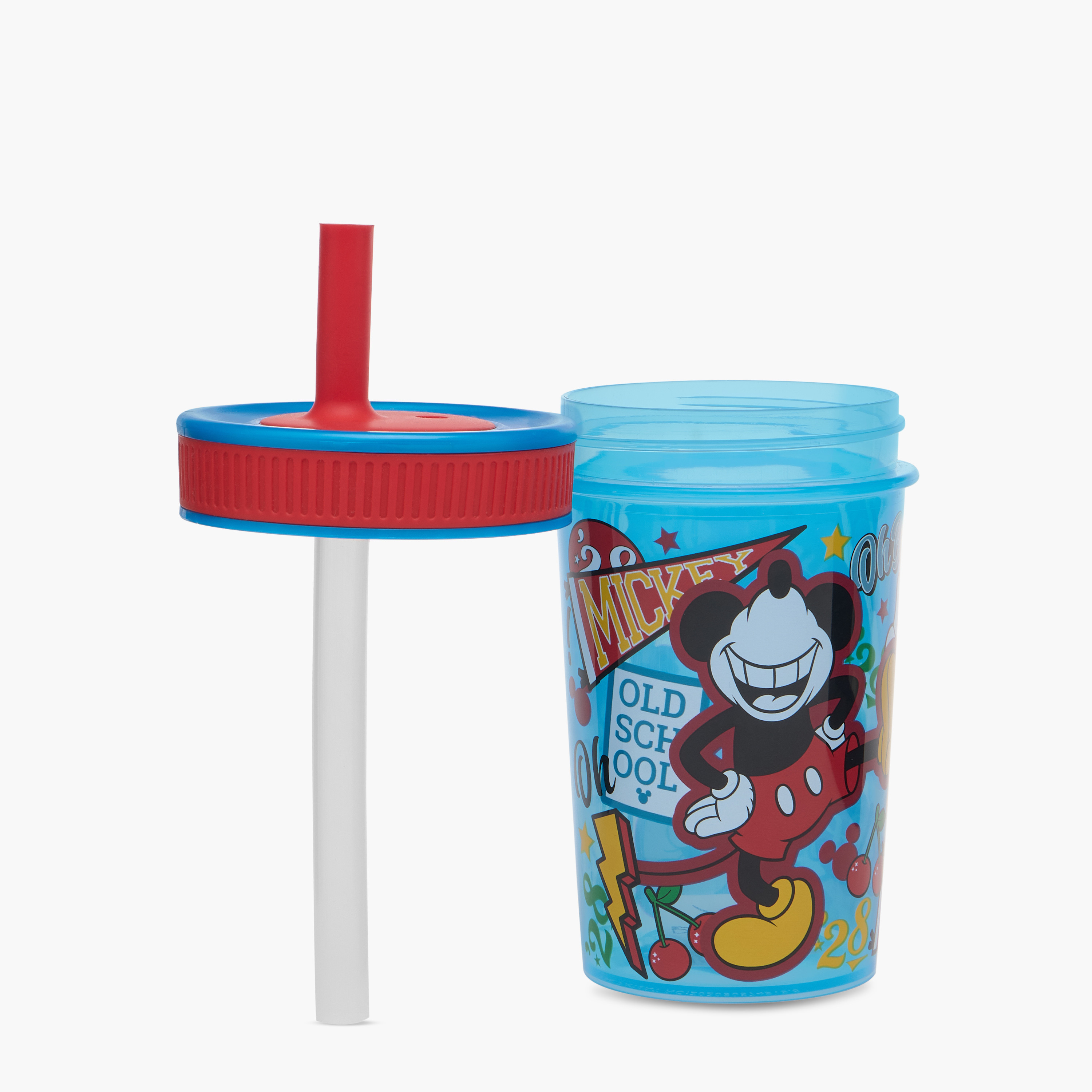 Disney Mickey Mouse Print Leakproof Tumbler with Silicon Straw - 465 ml-baby-feeding-mealtimeessentials-image-2