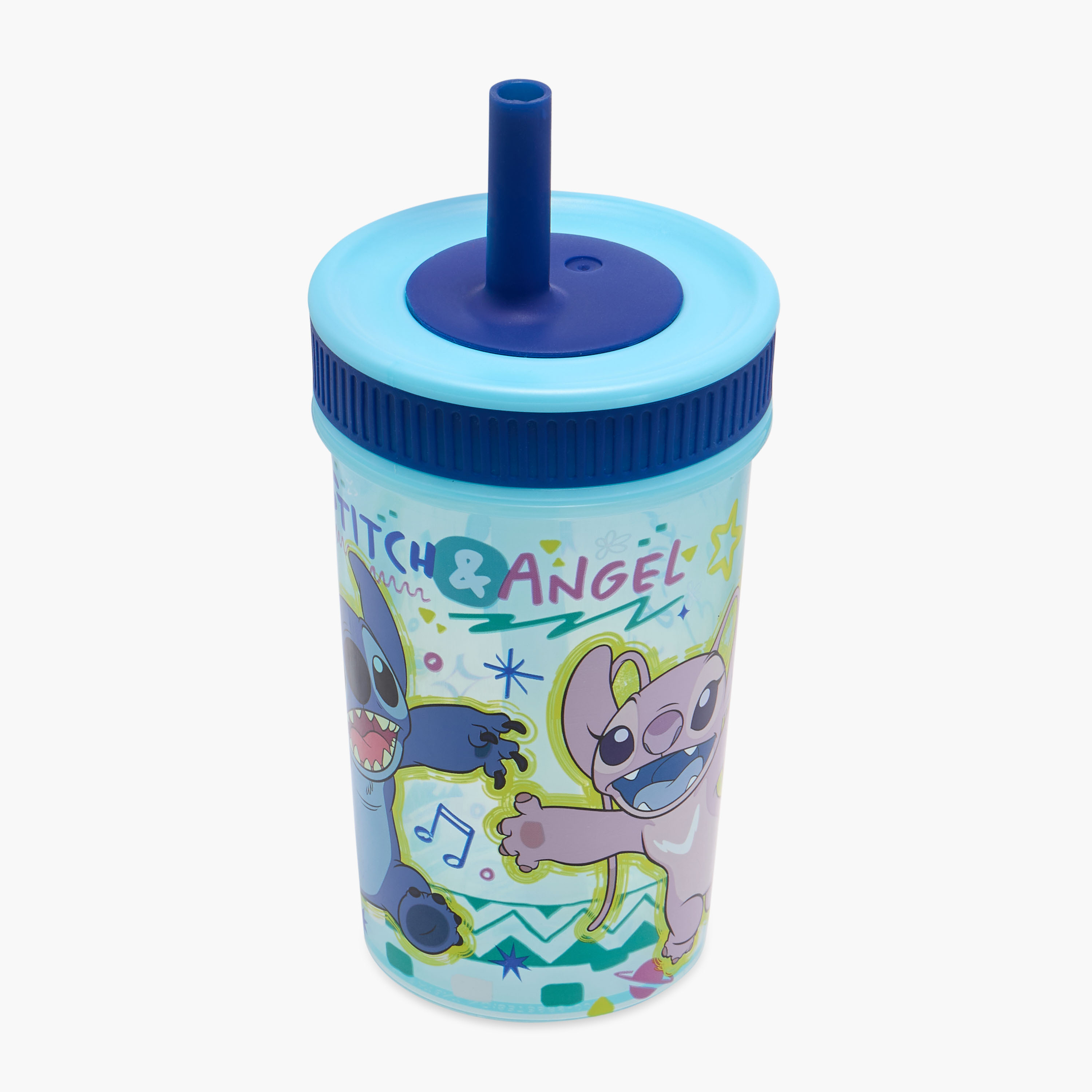 Disney Stitch and Angel Print Tumbler with Silicon Straw - 465 ml-baby-feeding-mealtimeessentials-image-3