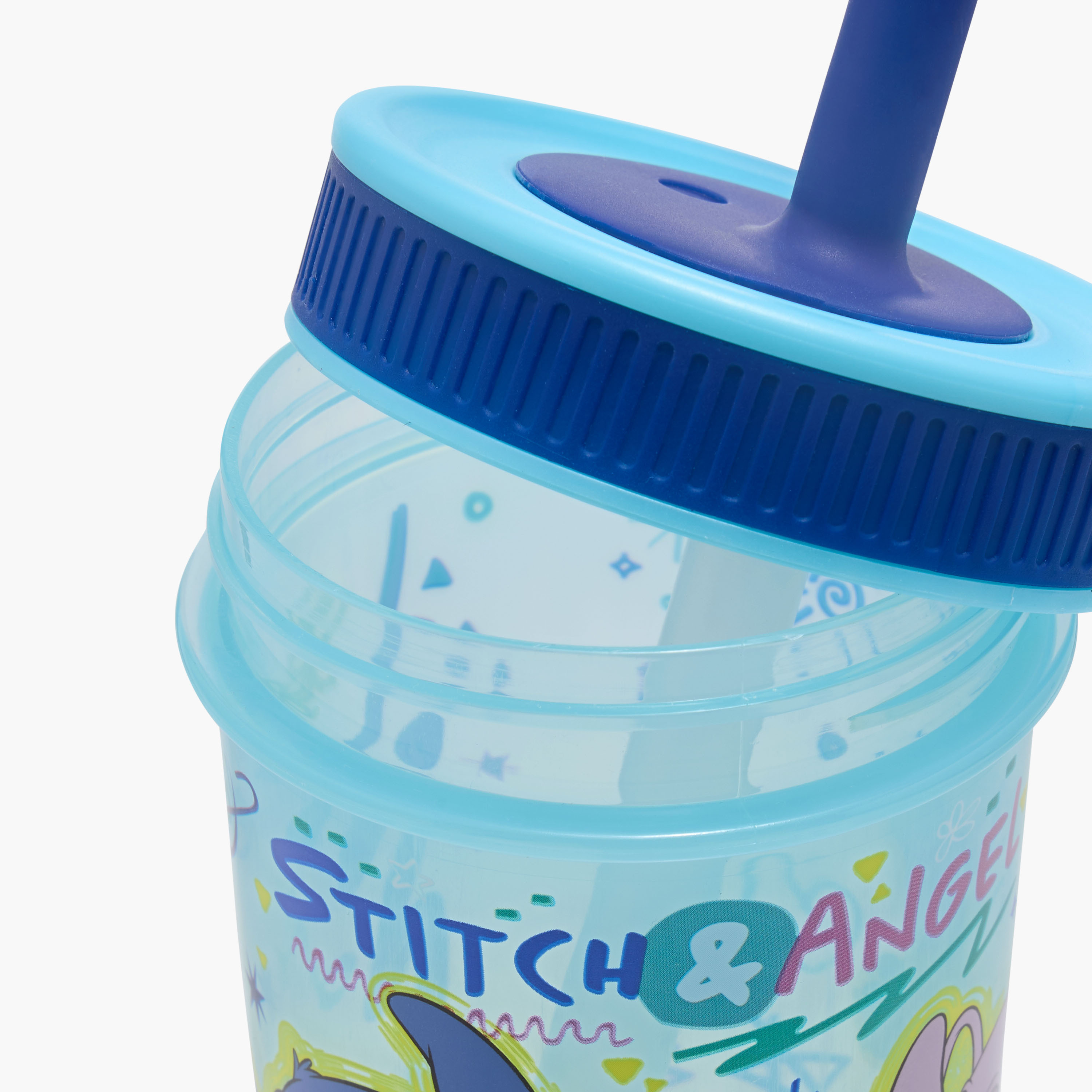 Disney Stitch and Angel Print Tumbler with Silicon Straw - 465 ml-baby-feeding-mealtimeessentials-image-4