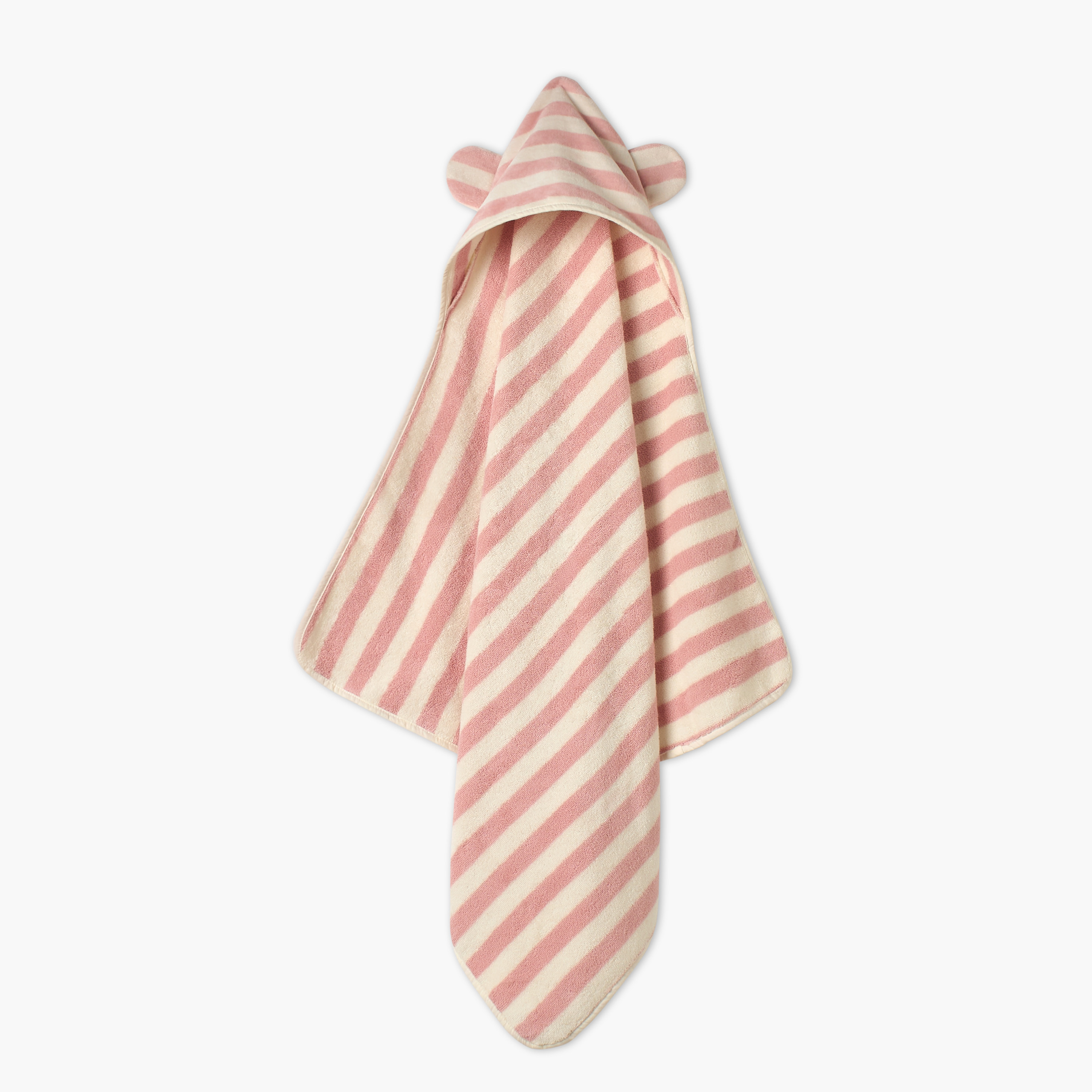 Giggles Striped Hooded Towel - 75x75 cm-baby-bathandcare-towels-image-1