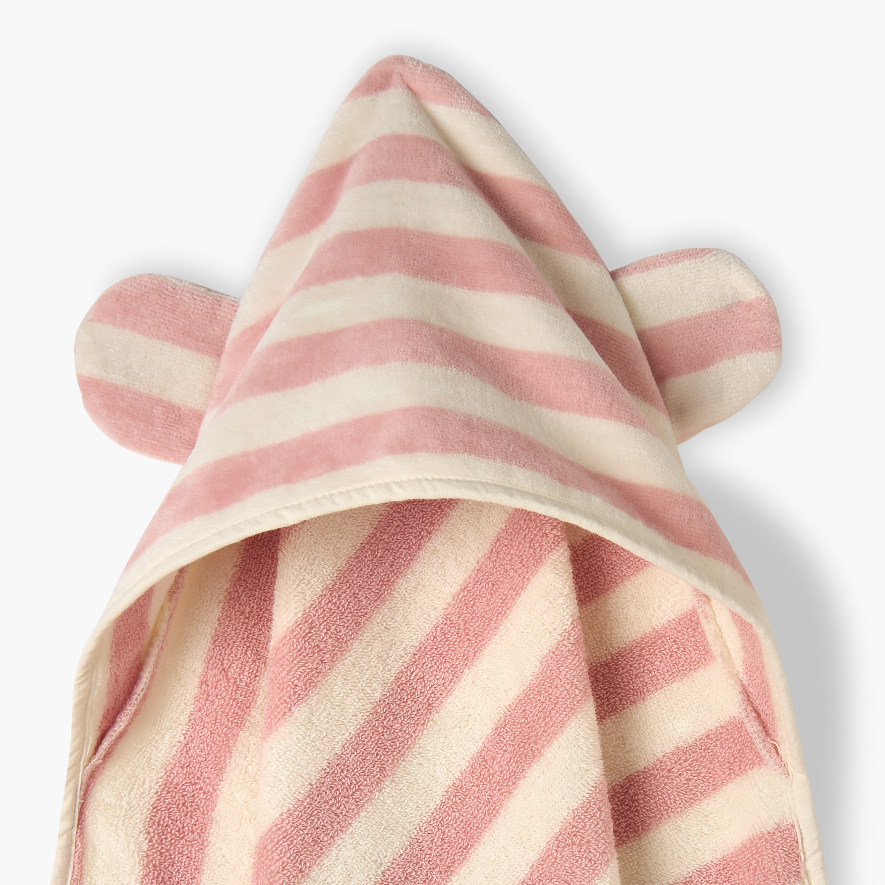 Giggles Striped Hooded Towel - 75x75 cm-baby-bathandcare-towels-image-2