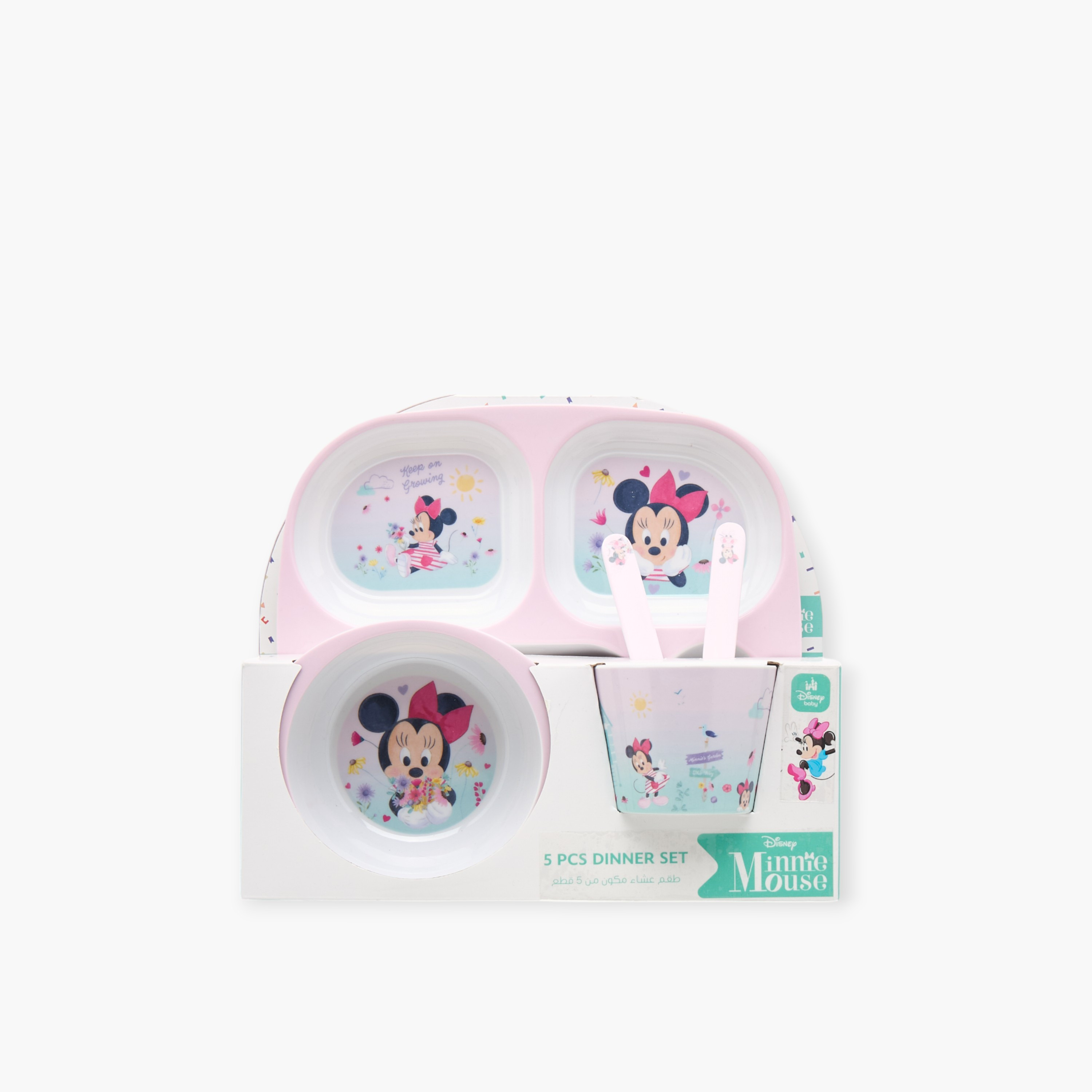 طقم عشاء ميلامين بطبعات ميكي ماوس من ديزني - 5 قطع-baby-feeding-mealtimeessentials-image-1