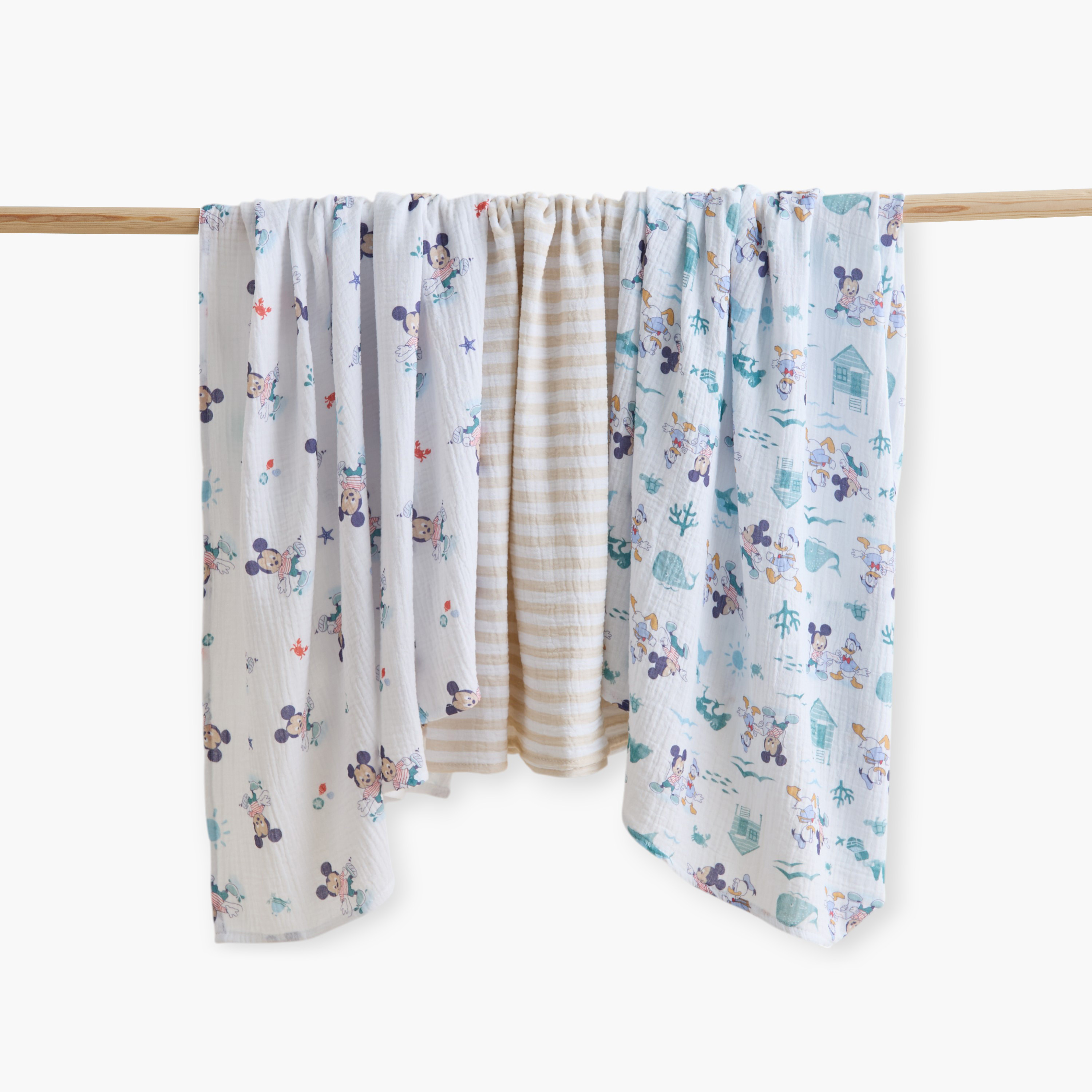 Disney Mickey Mouse and Donald Duck Print Muslin Swaddle Blanket - Set of 3-baby-nursery-blanketsandswaddles-swaddlesandsleepingbags-image-1