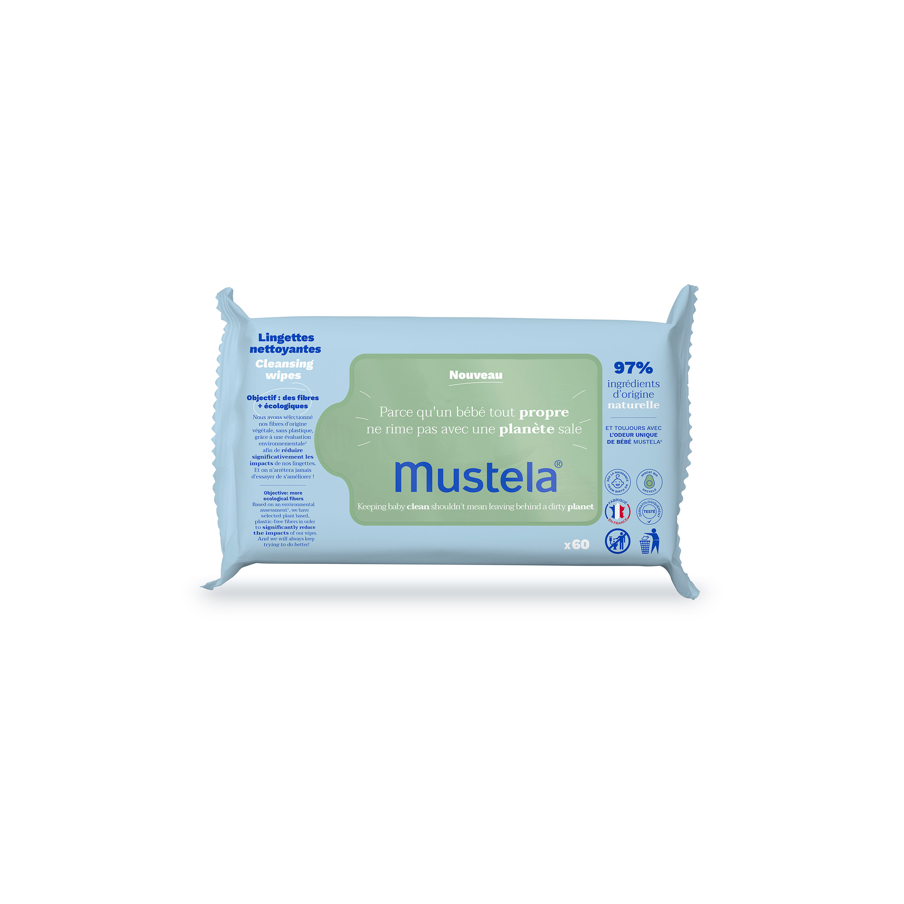 Mustela 60-Piece Cleansing Wipes-baby-diapering-babywipes-image-1