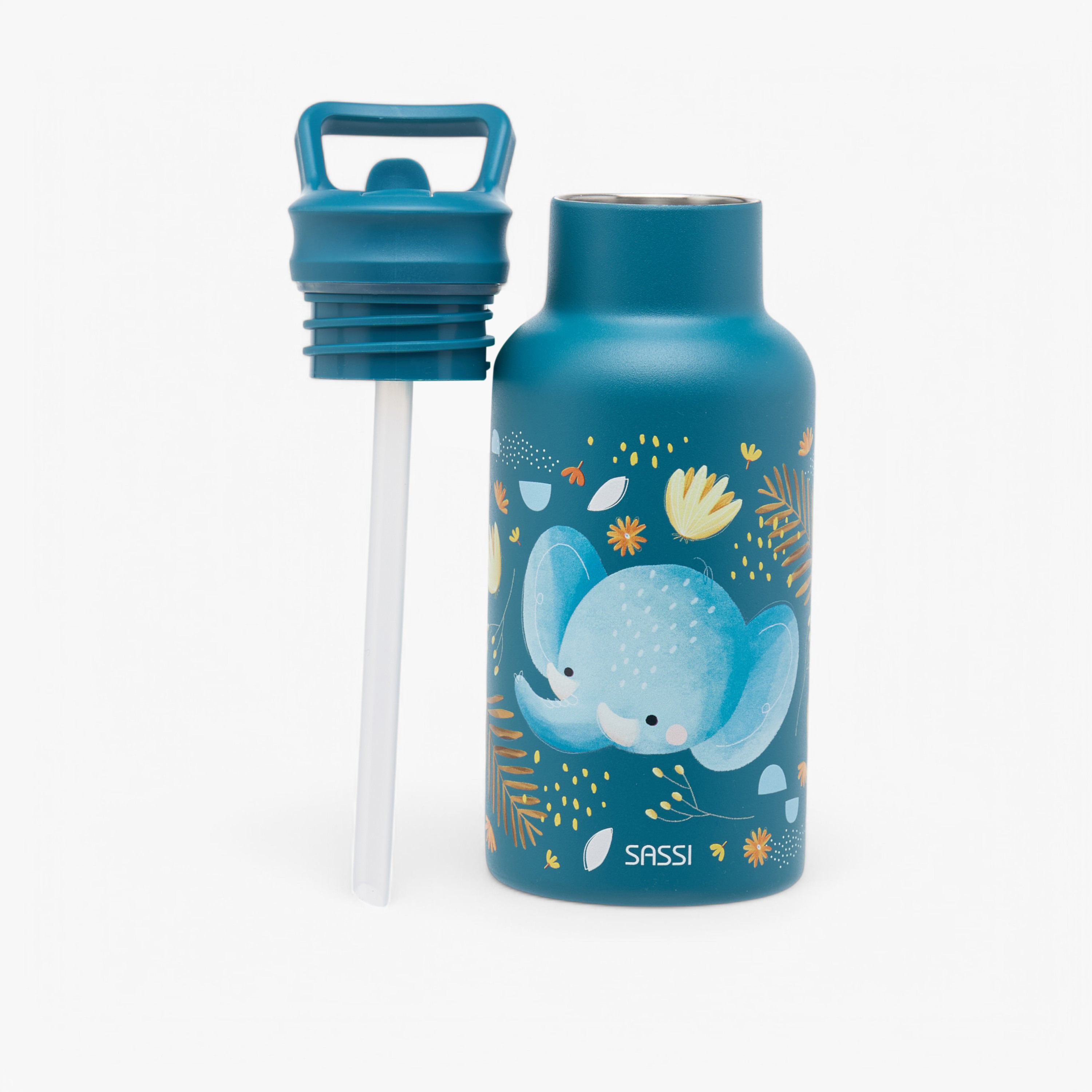 Sassi Chewy The Elephant Print Vacuum Insulated Bottle - 350 ml-baby-feeding-mealtimeessentials-image-2