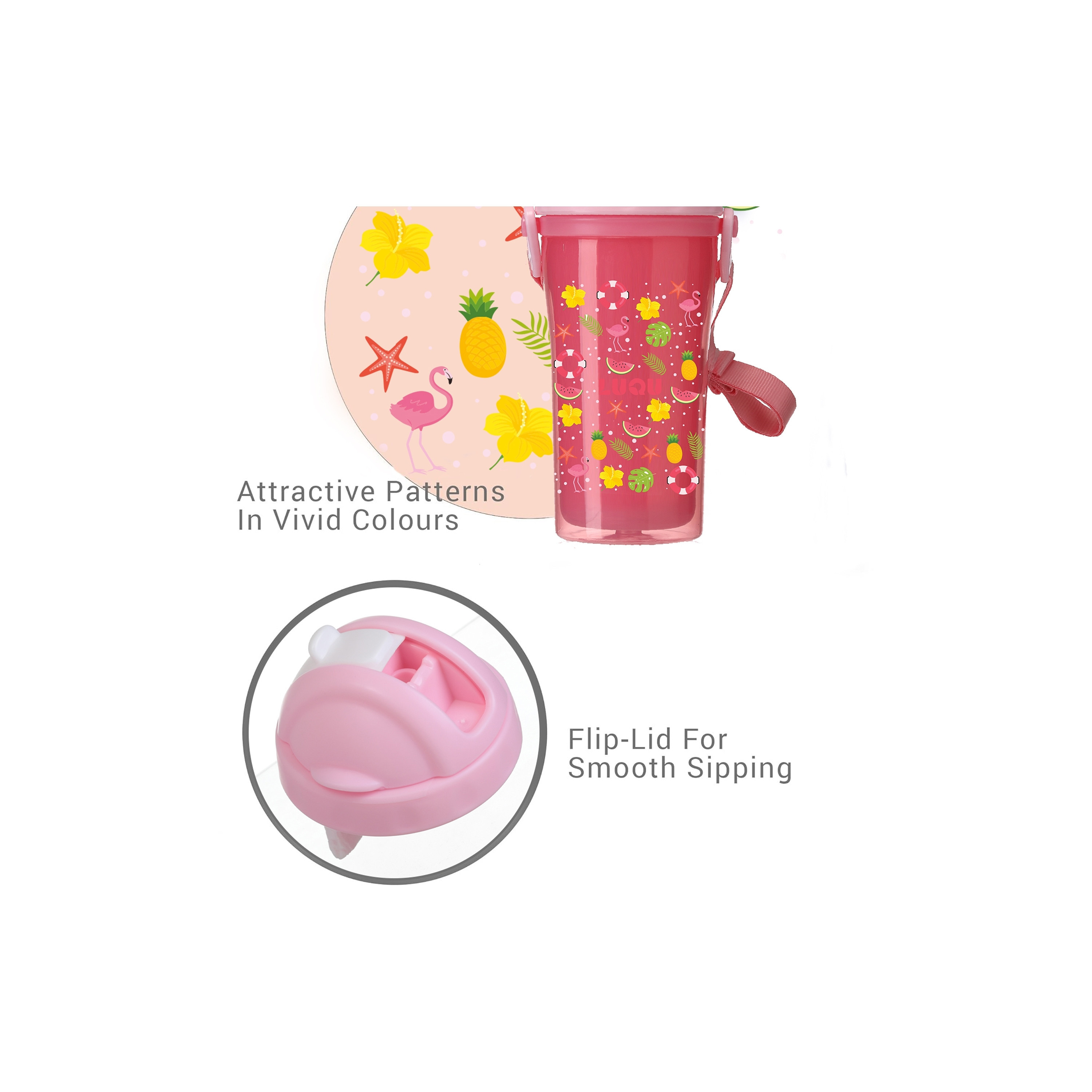 Luqu BPA Free Insulated Feeding Bottle with Straw - Pink - 340 ml-baby-feeding-mealtimeessentials-image-6