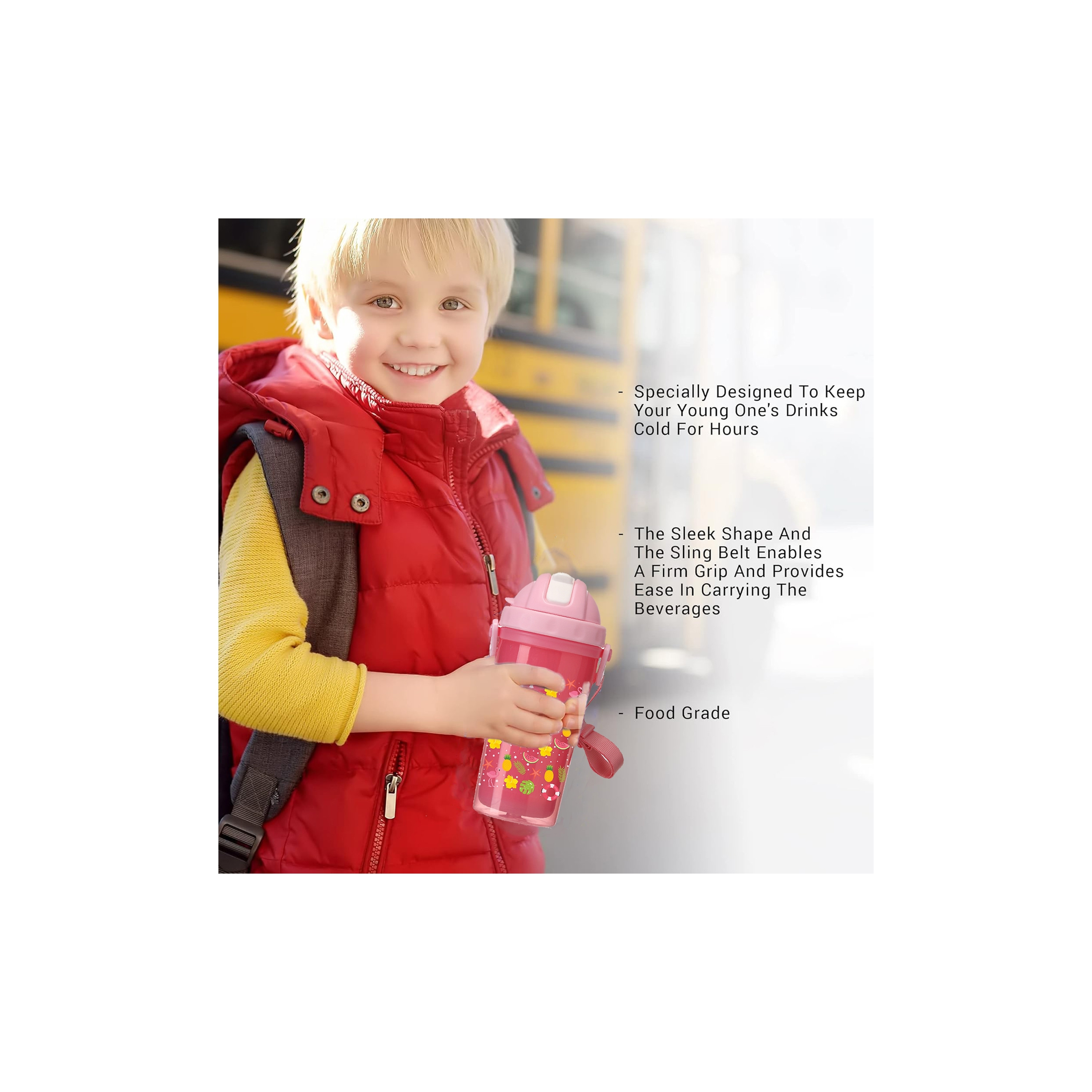 Luqu BPA Free Insulated Feeding Bottle with Straw - Pink - 340 ml-baby-feeding-mealtimeessentials-image-8