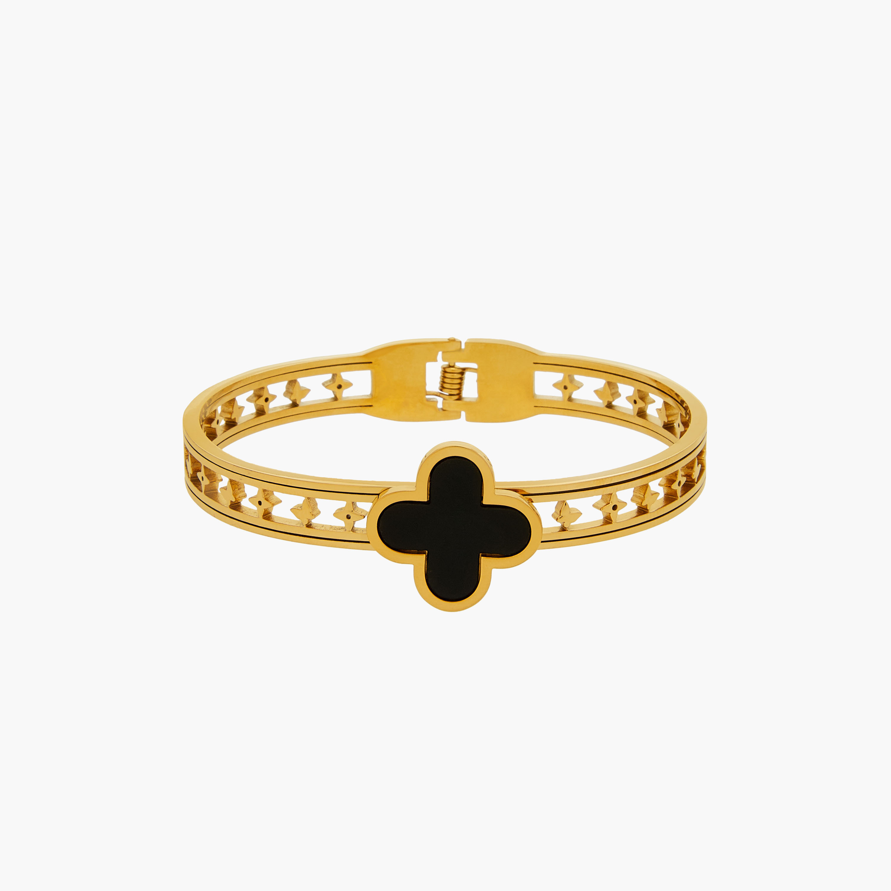 سوار بمشبك مطلي بالمينا مع تفاصيل زهرة البرسيم-women-watchesandjewellery-jewellery-banglesandbracelets-image-1