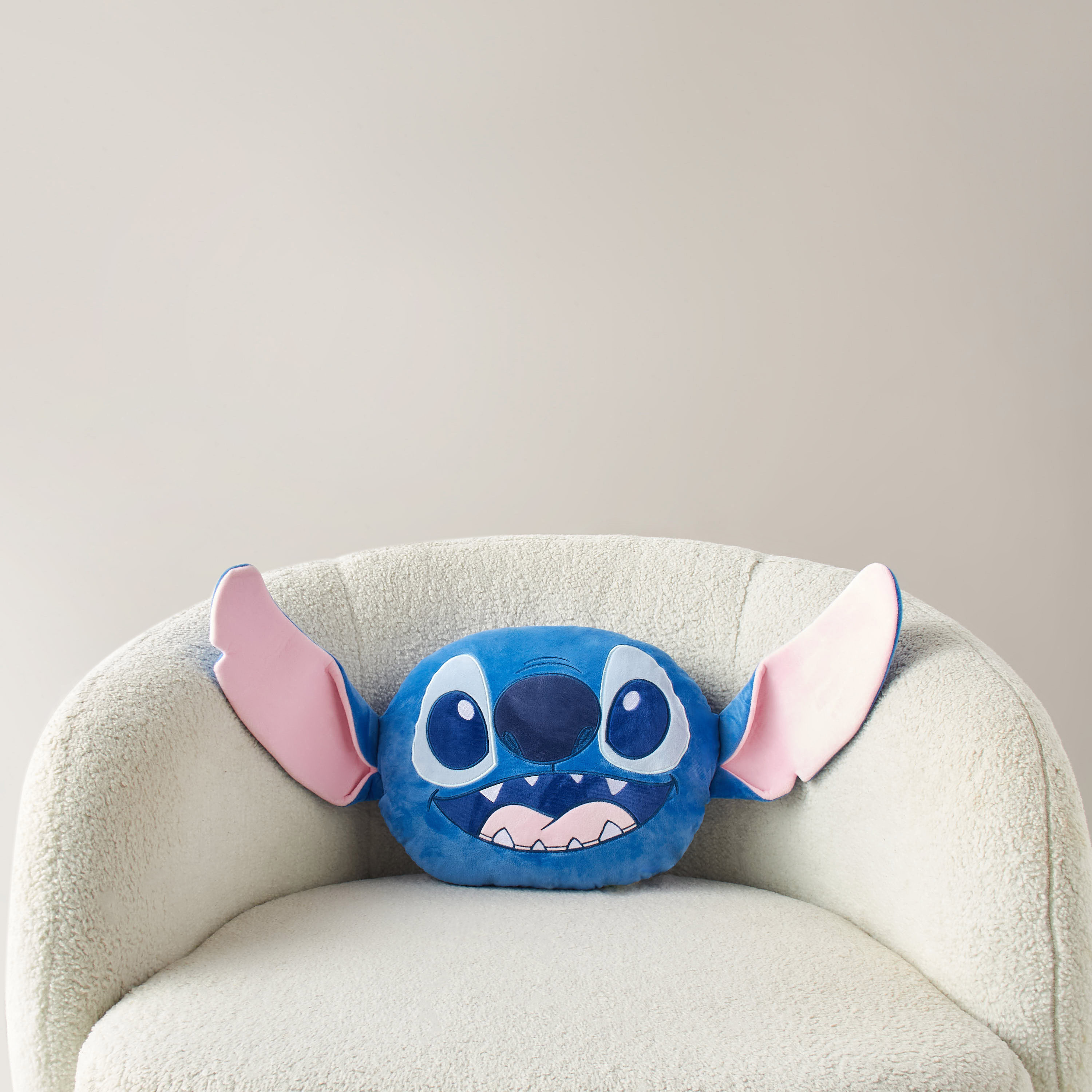 Stitch Shaped Velvet Cushion - 30x25 cm-household-cushionsandthrows-filledcushions-decorativecushions-image-1