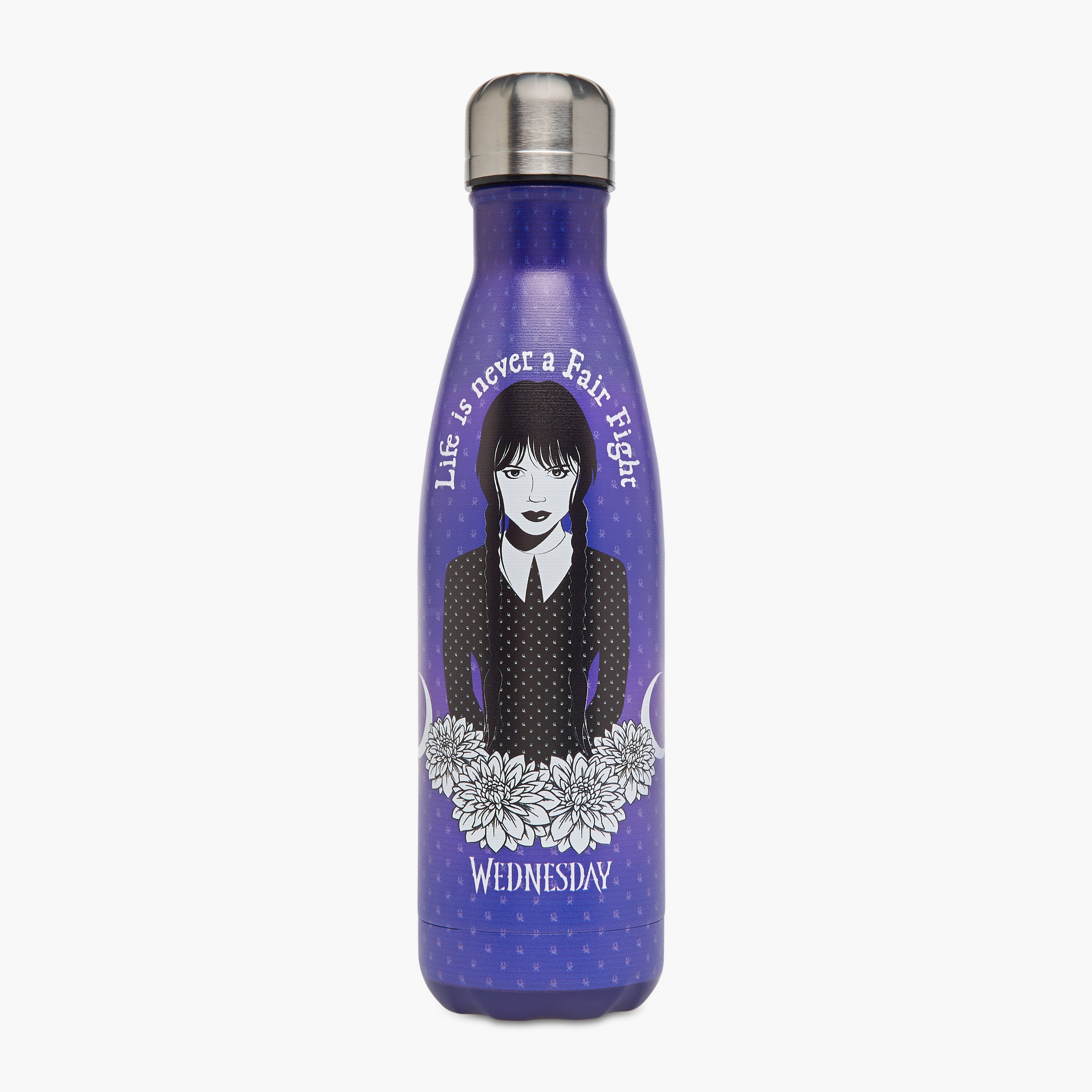 Wednesday Print Stainless Steel Water Bottle - 500 ml-school-waterbottles-image-1