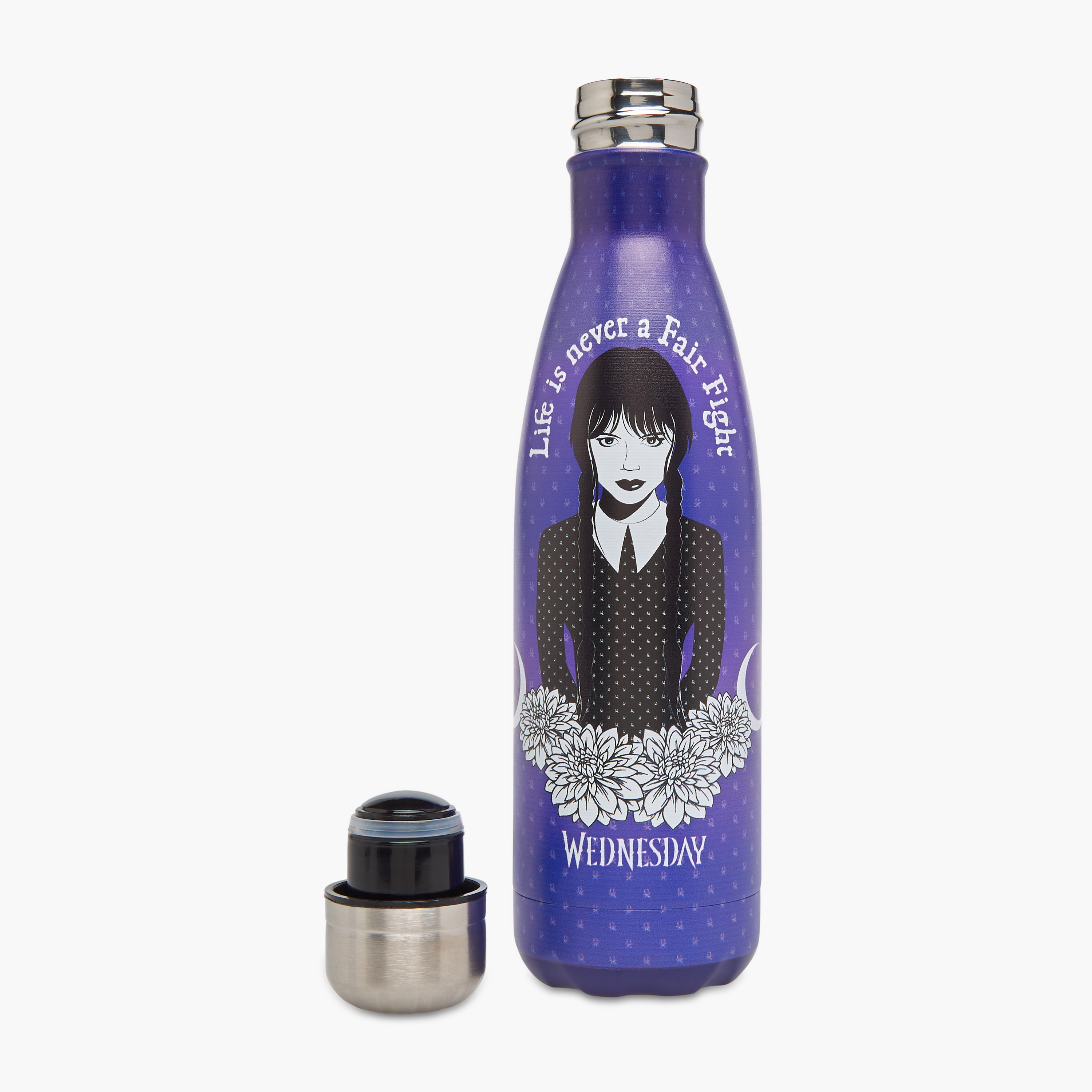 Wednesday Print Stainless Steel Water Bottle - 500 ml-school-waterbottles-image-2