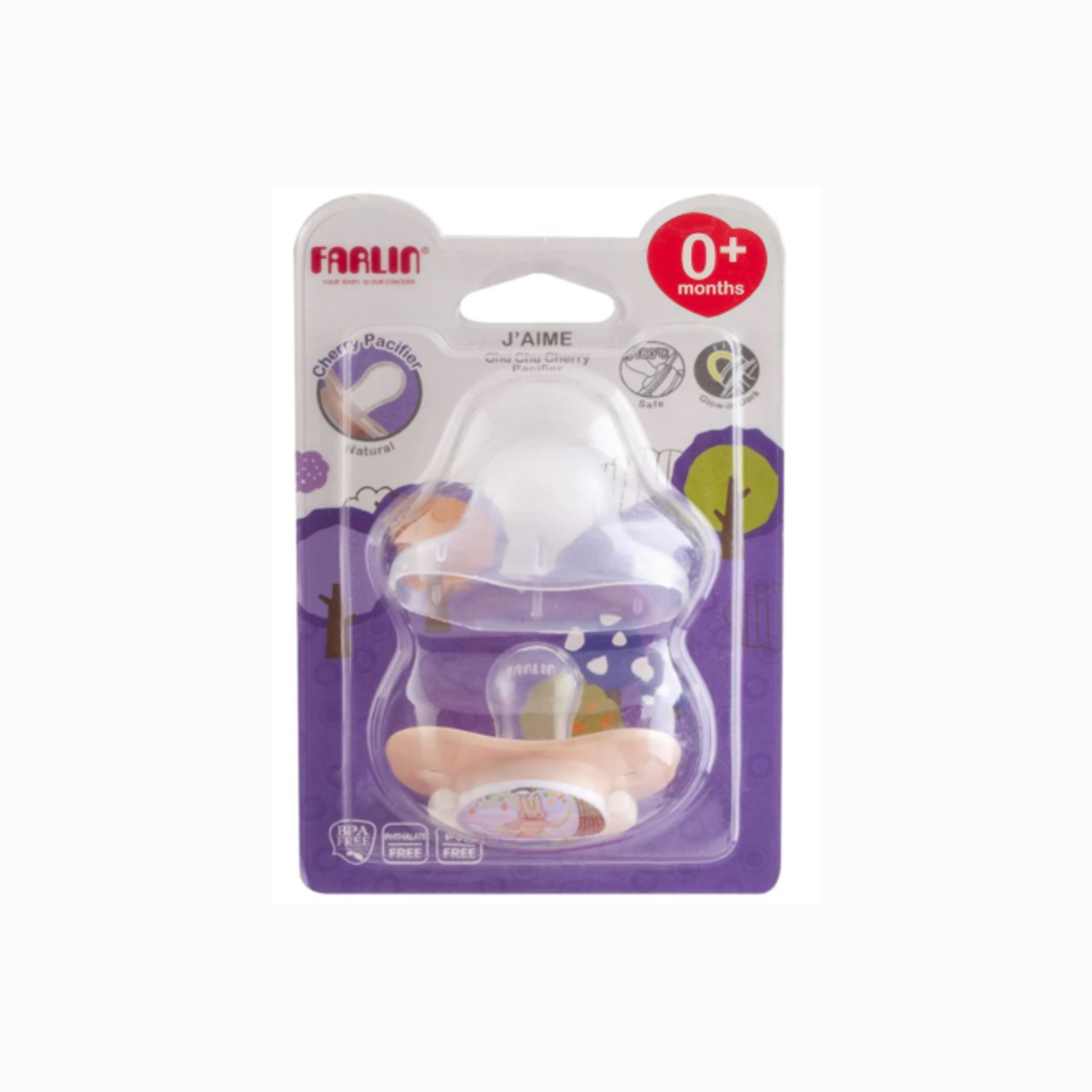 Farlin Chu Chu Cherry Pacifier - Purple - 0 Months+-baby-feeding-pacifiers-image-1